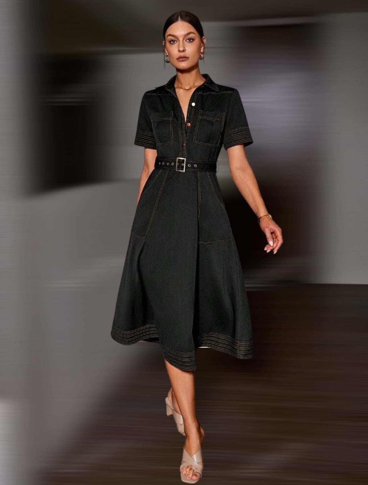 Black stiched Dress