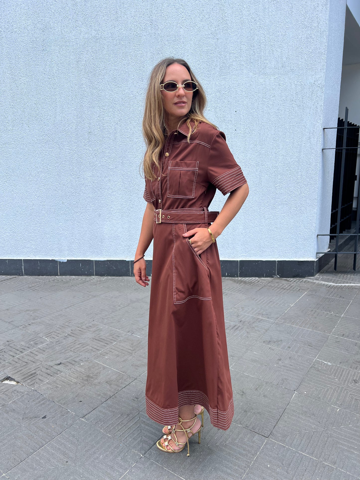 Brown stiched Dress