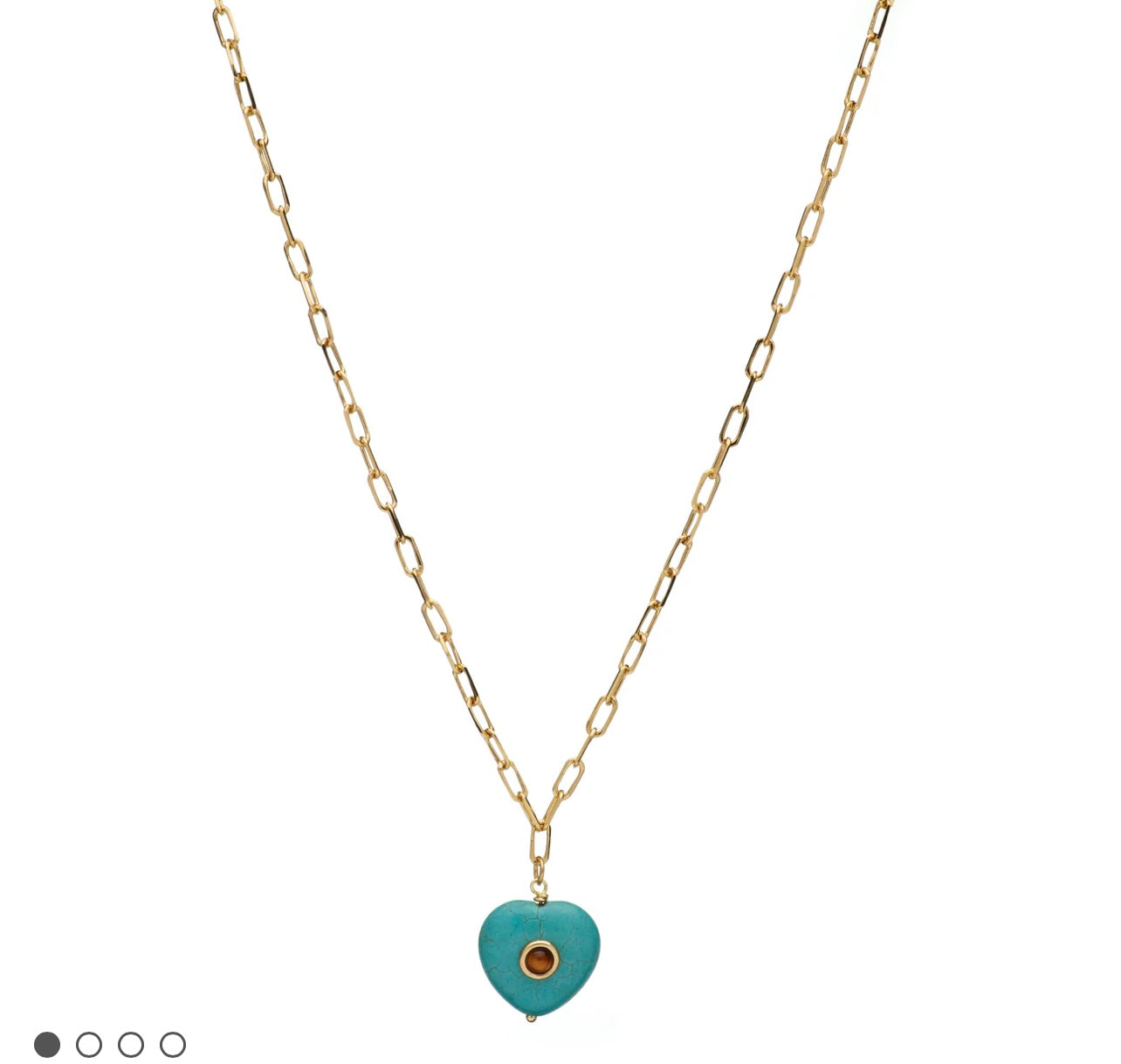 Mayamar Paperclip Turquoise Stone Heart Necklace