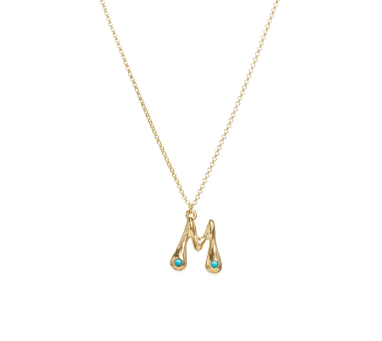 Mayamar Turquoise Bubble Initial Necklace