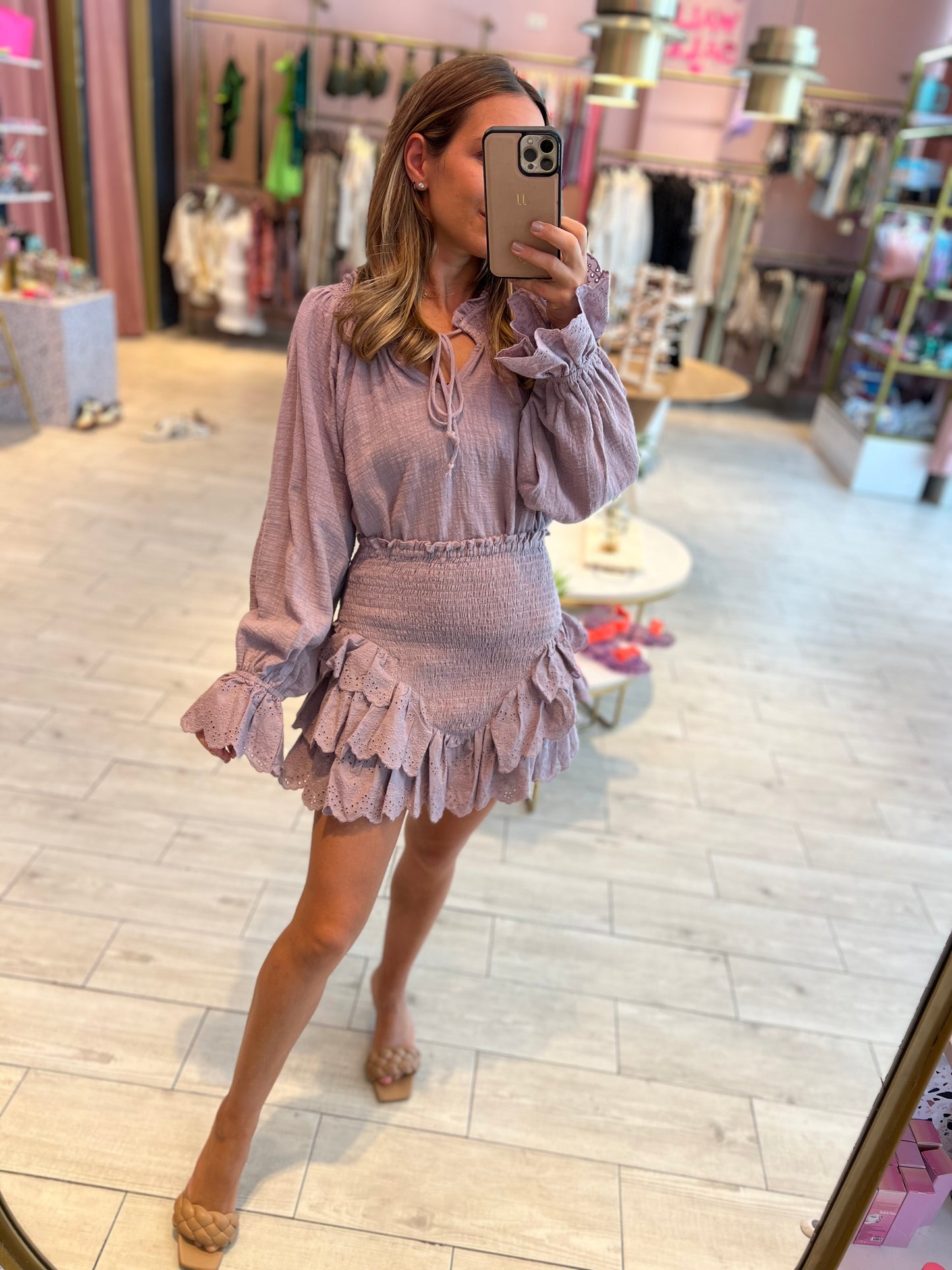 Smocked ruffled set