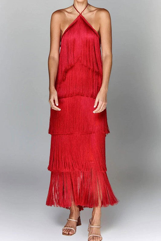 Red Gia’S Fringed Dress