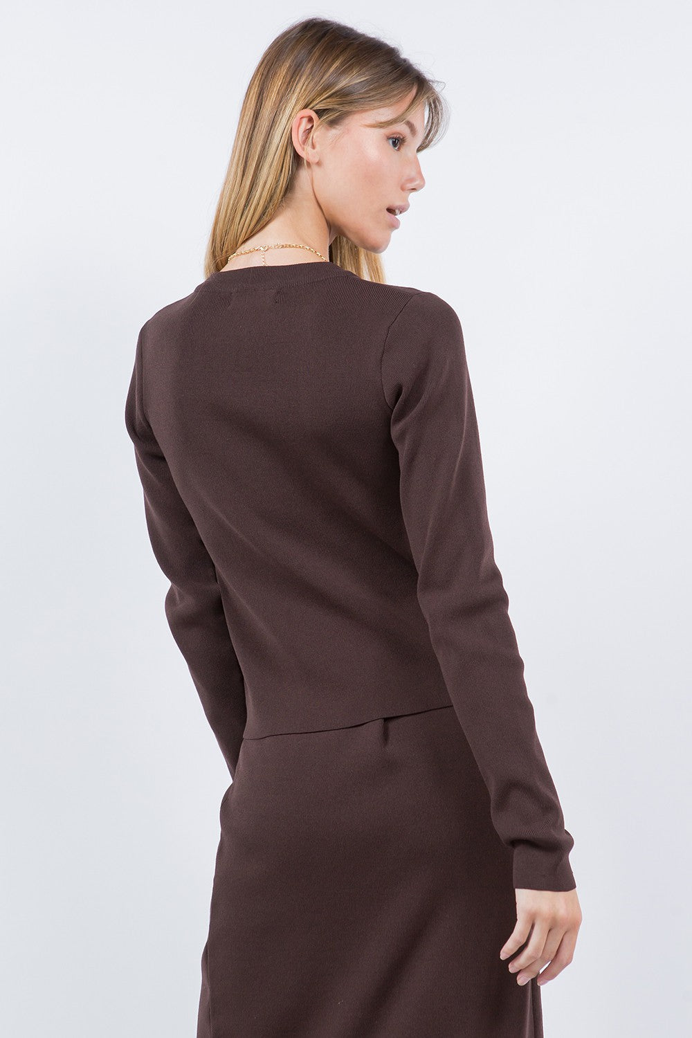 Brown knitted zipper set