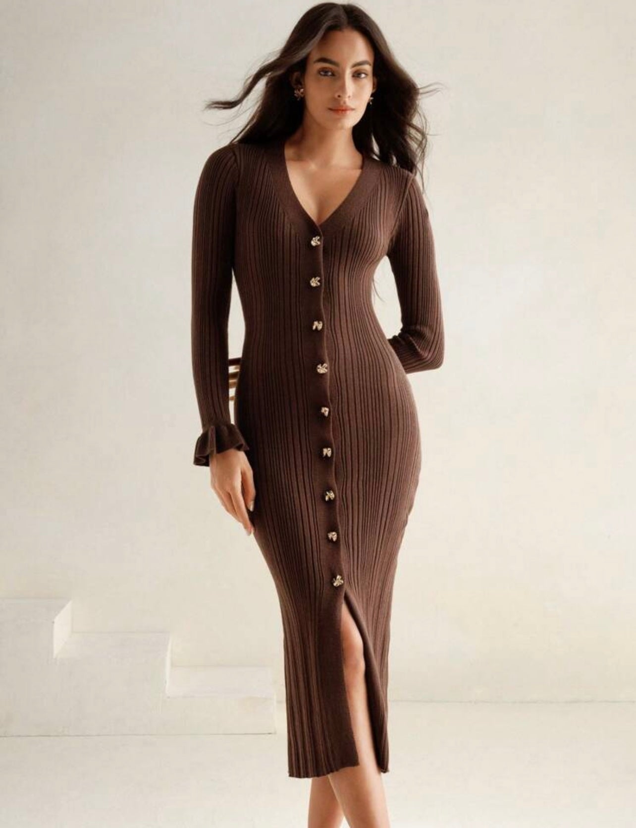 Brown ribbed dress 28 marzo
