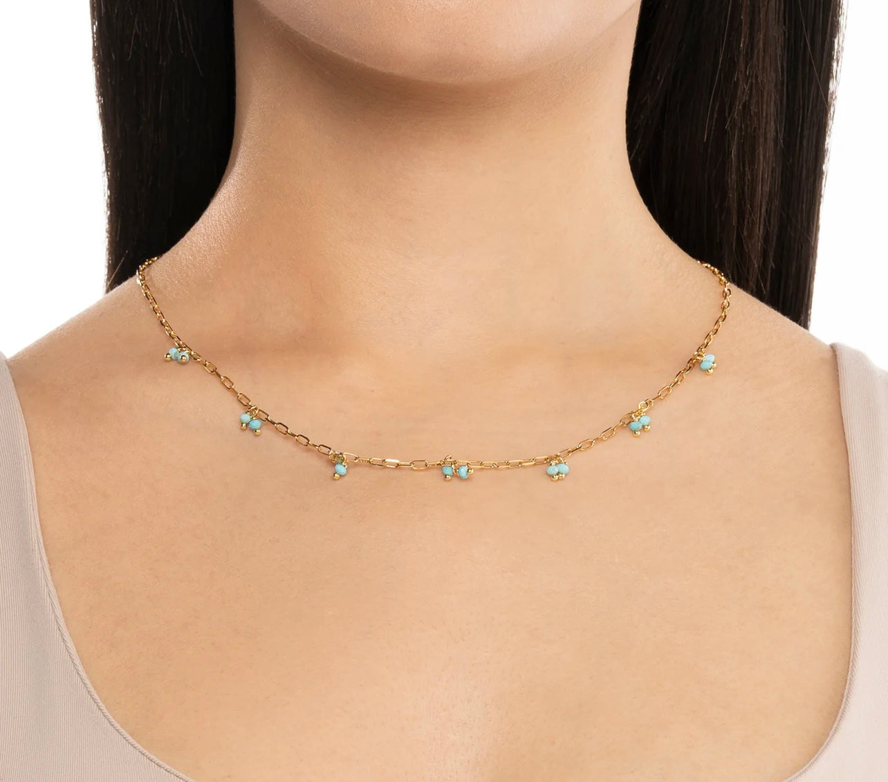 Mayamar Mini Paperclip Turquoise Necklace