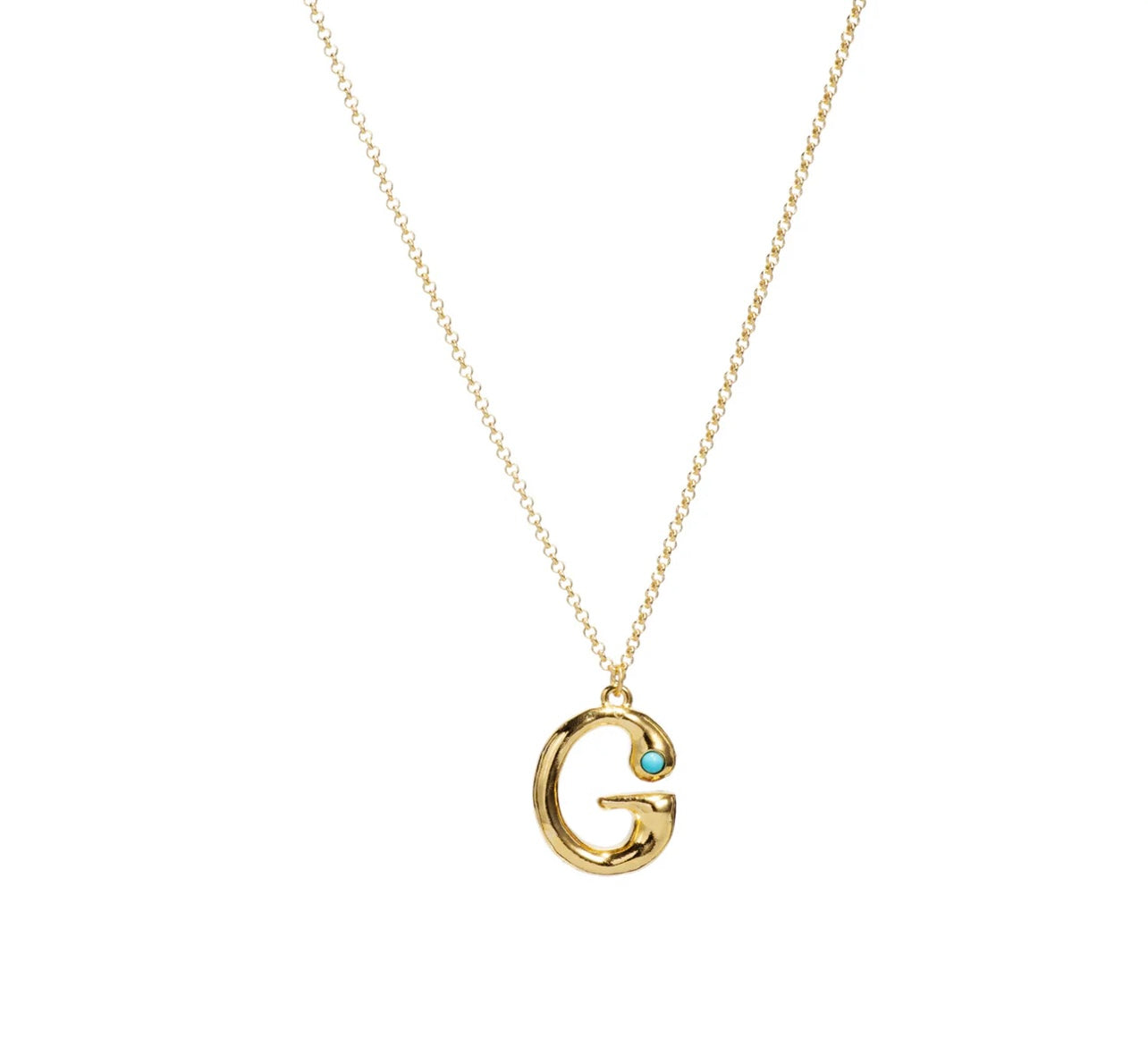 Mayamar Turquoise Bubble Initial Necklace