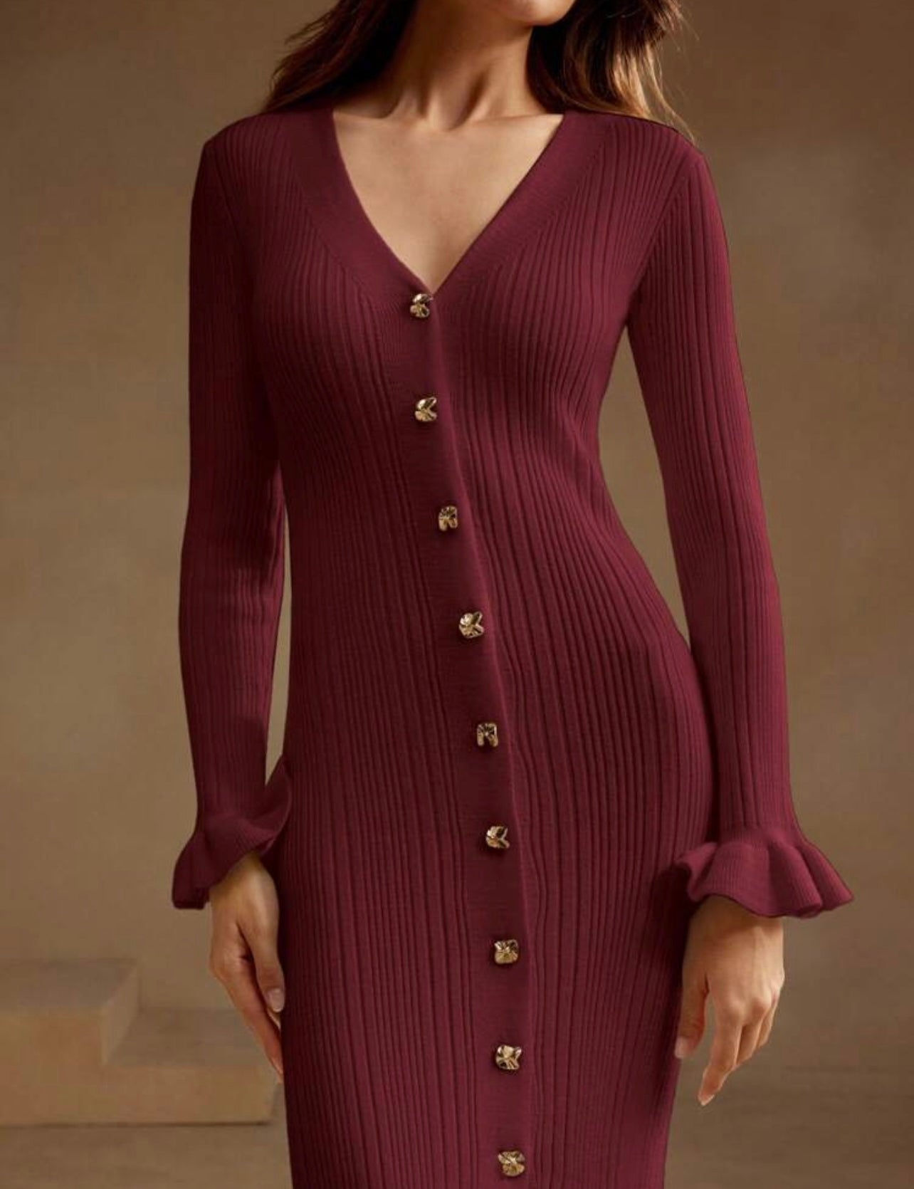 Wine ribbed dress