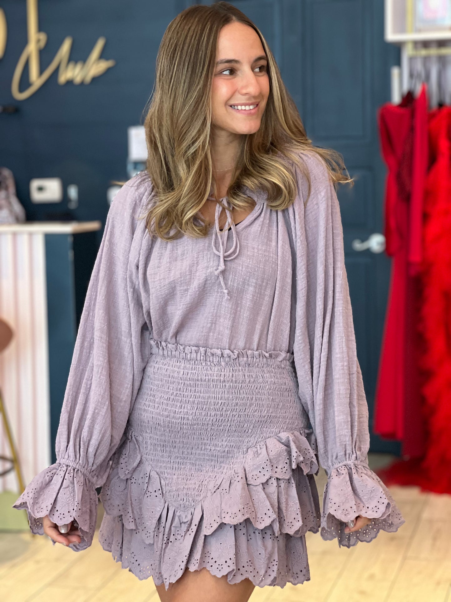 Smocked ruffled set