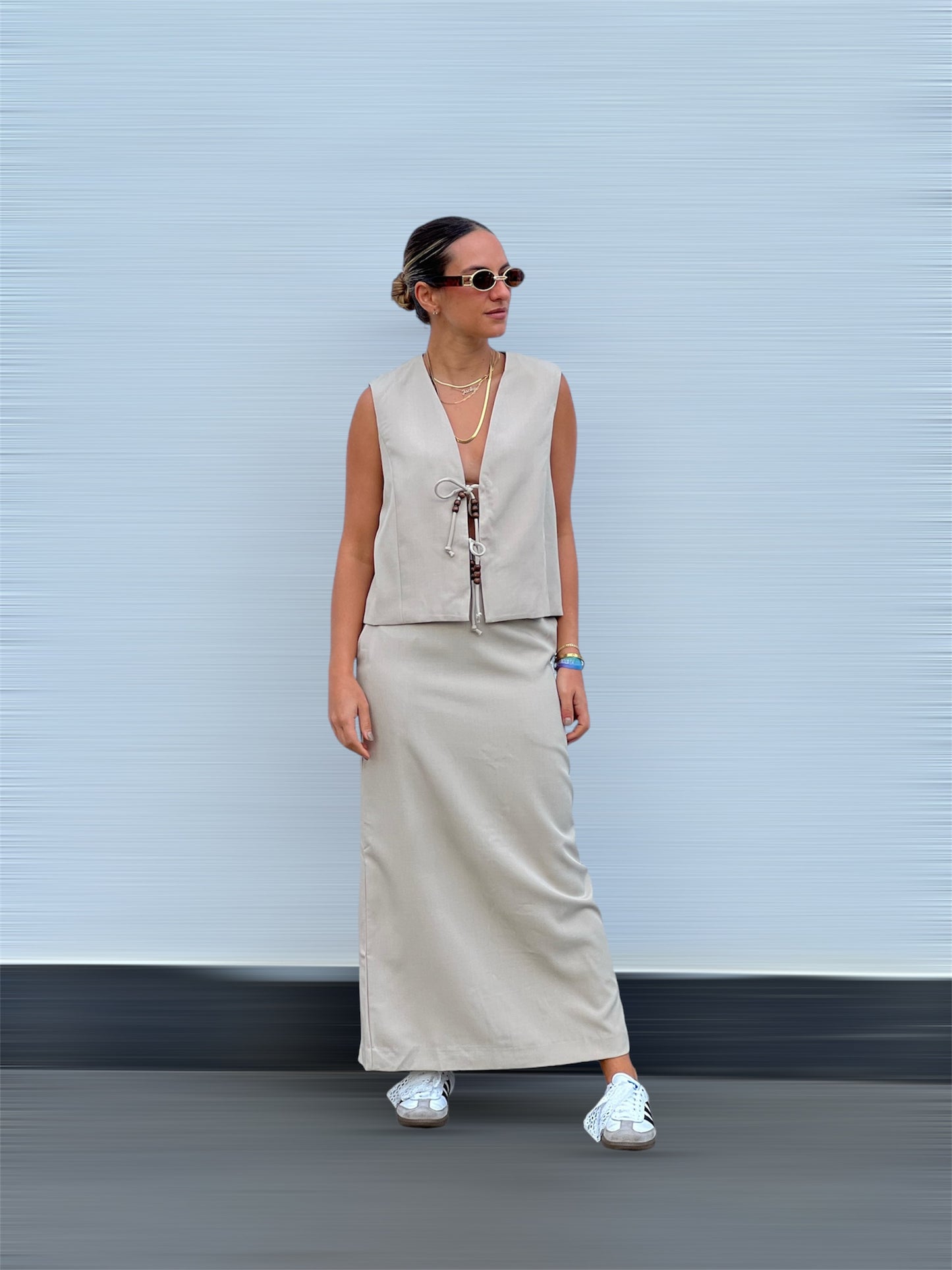 Sage skirt & Vest set