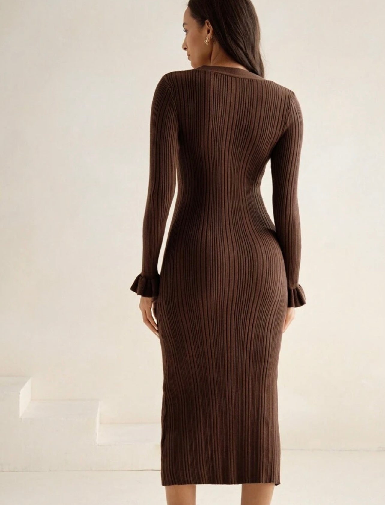 Brown ribbed dress 28 marzo