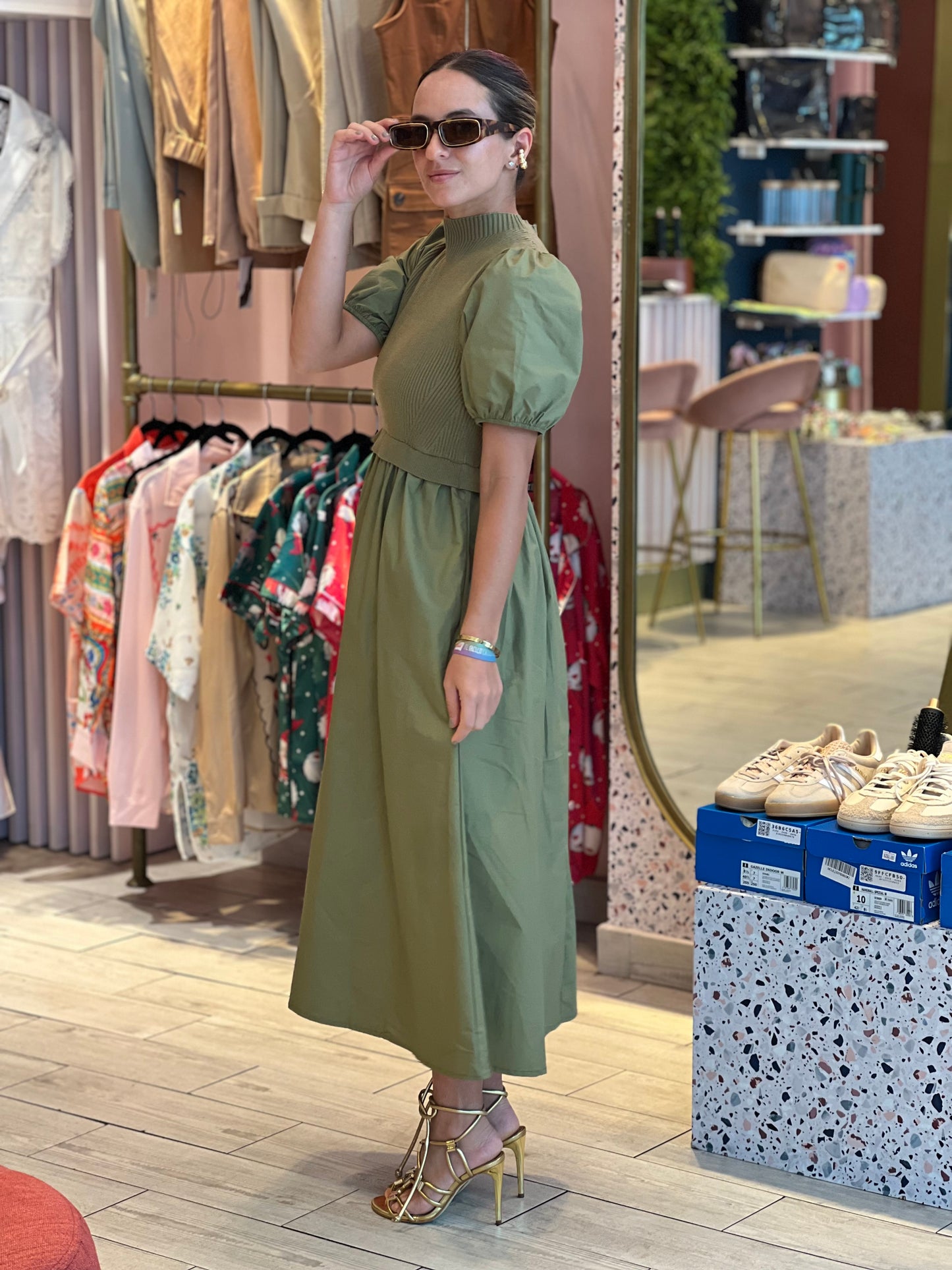 Olive knitted dress