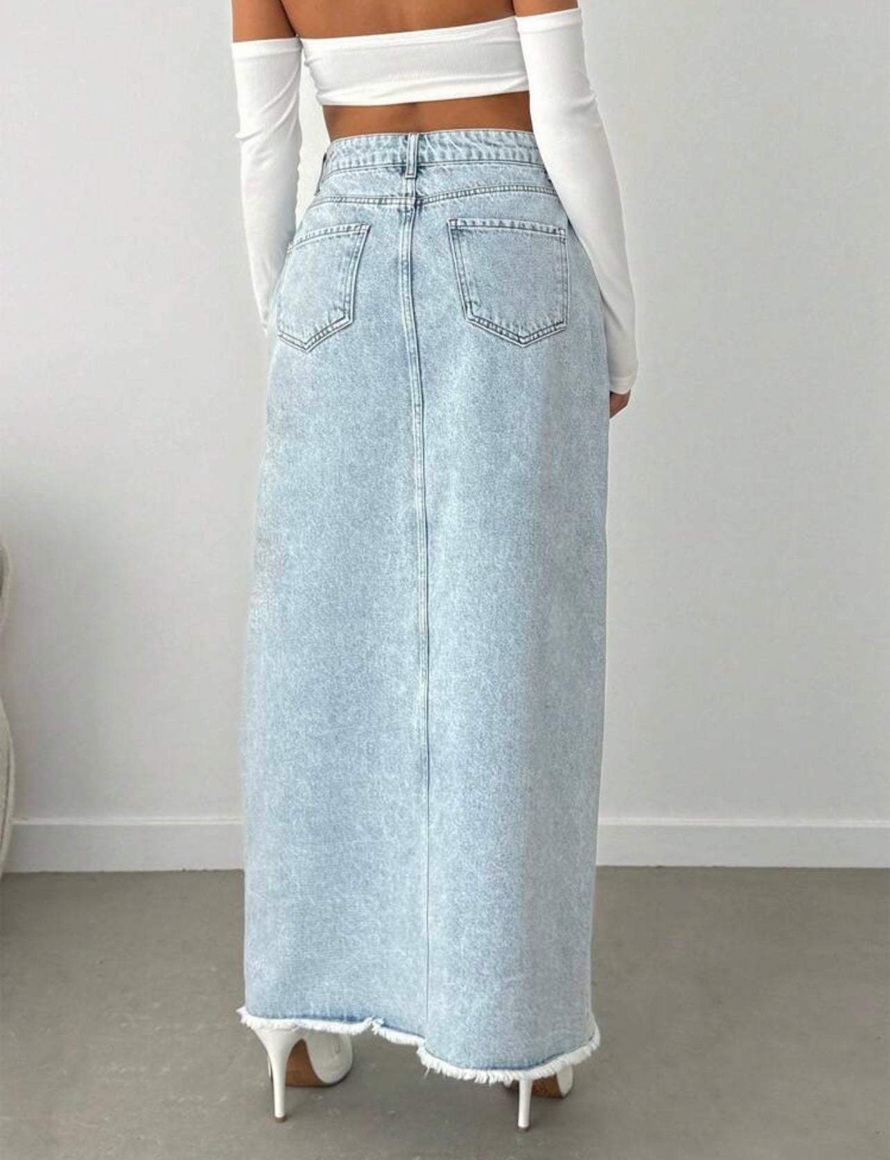 Light denim Criss cross skirt