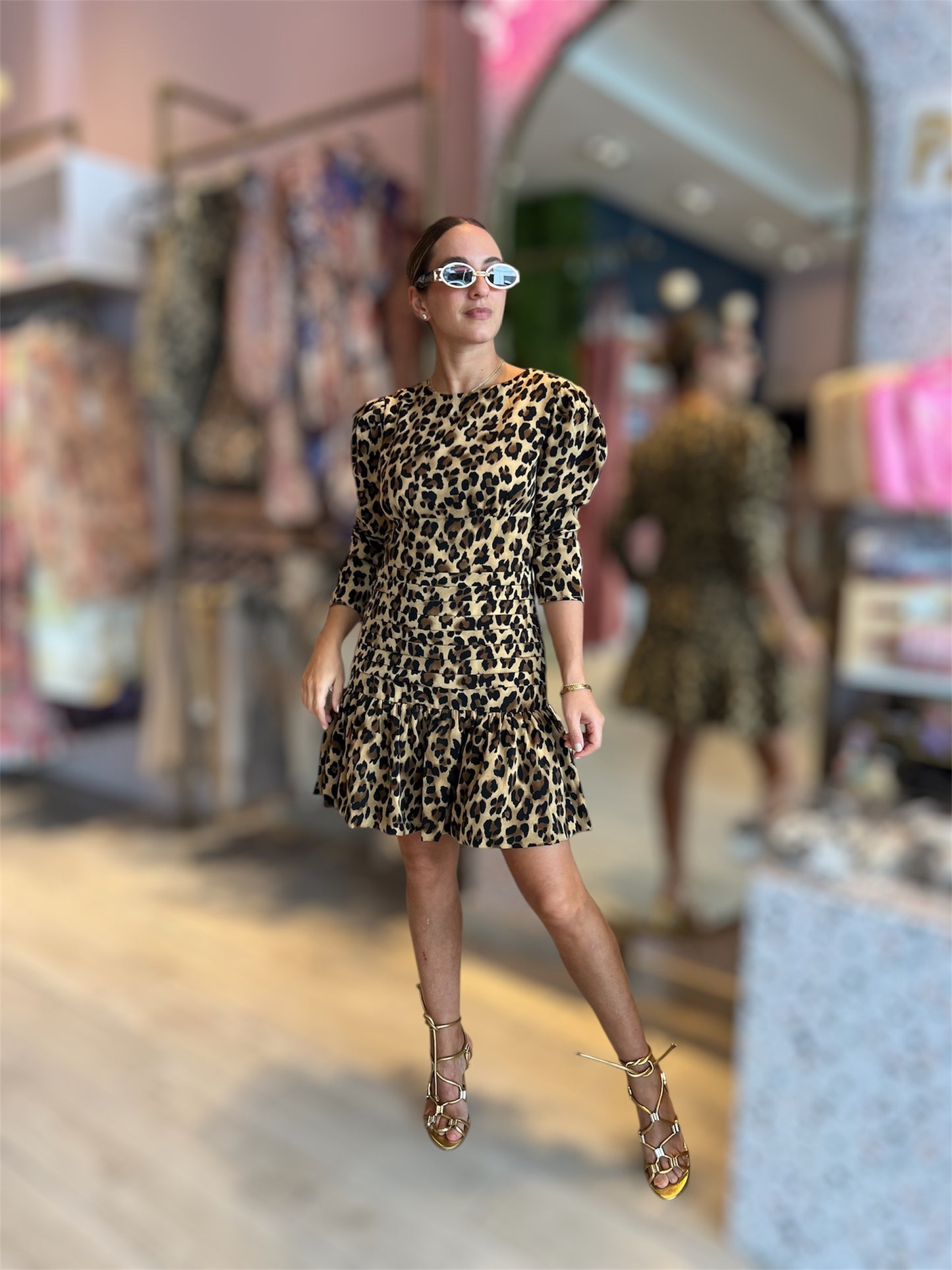 Leopard ruffled dress