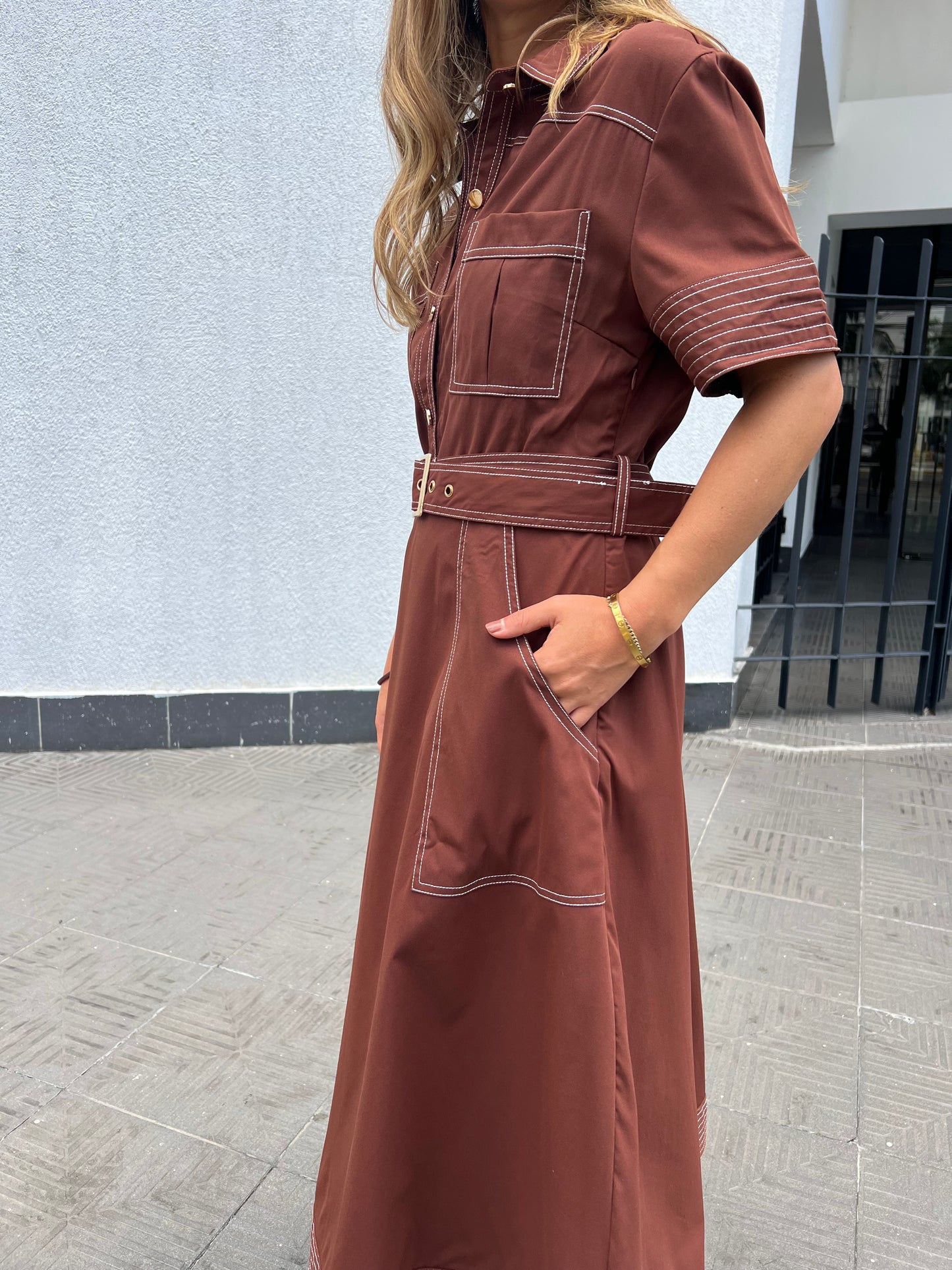 Brown stiched Dress
