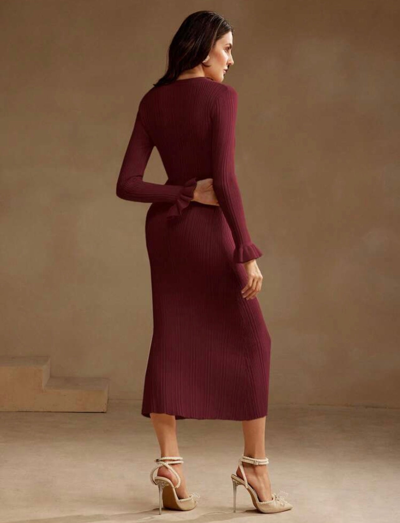 Wine ribbed dress