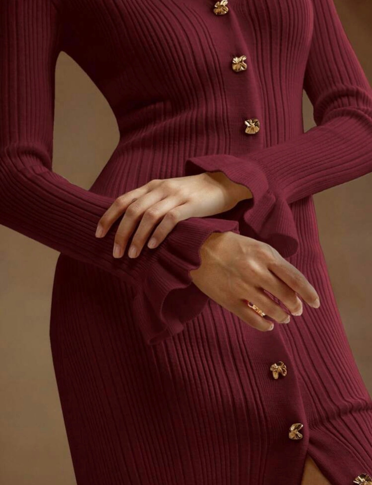 Wine ribbed dress