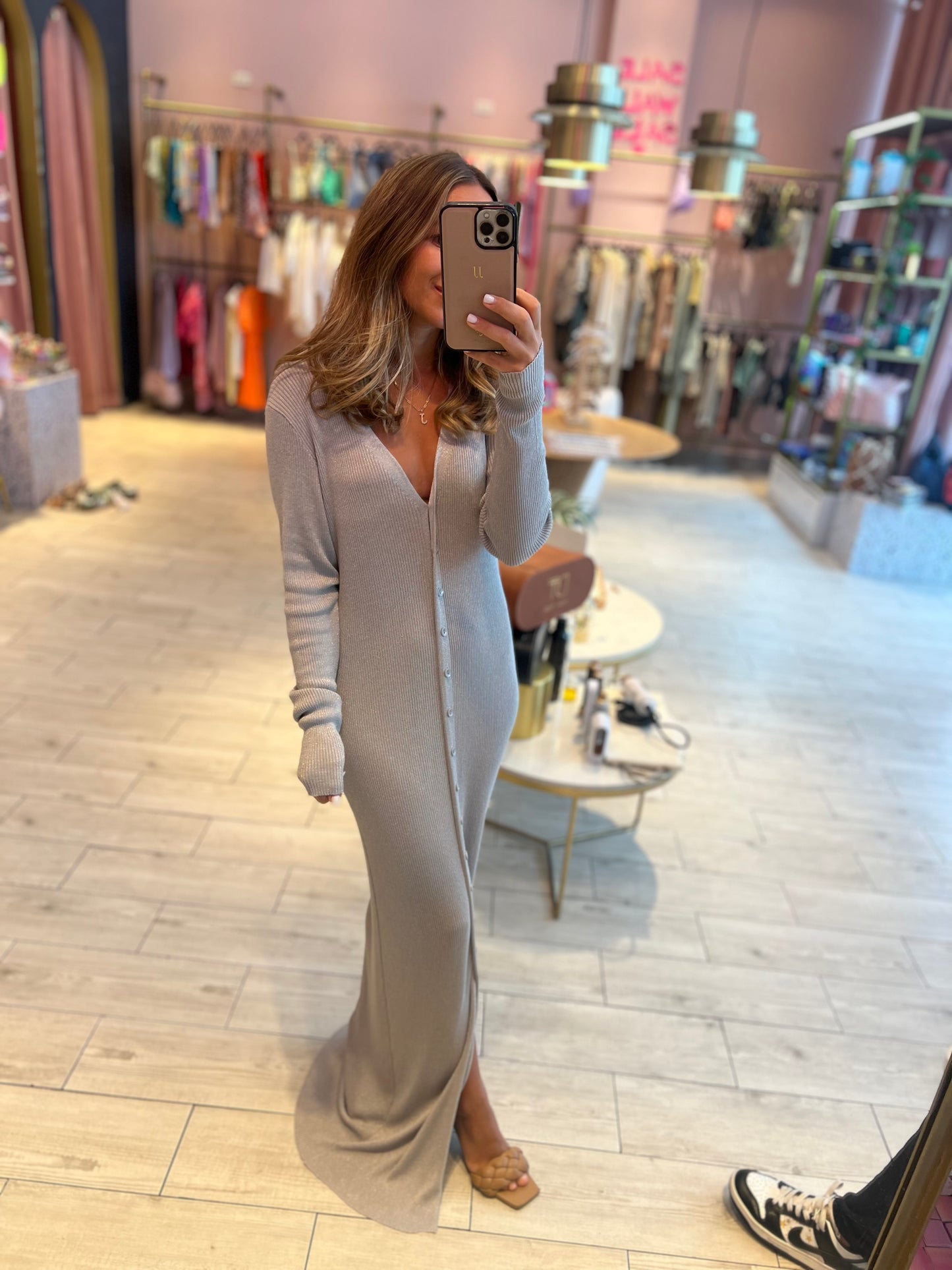 Silver ribbed dress