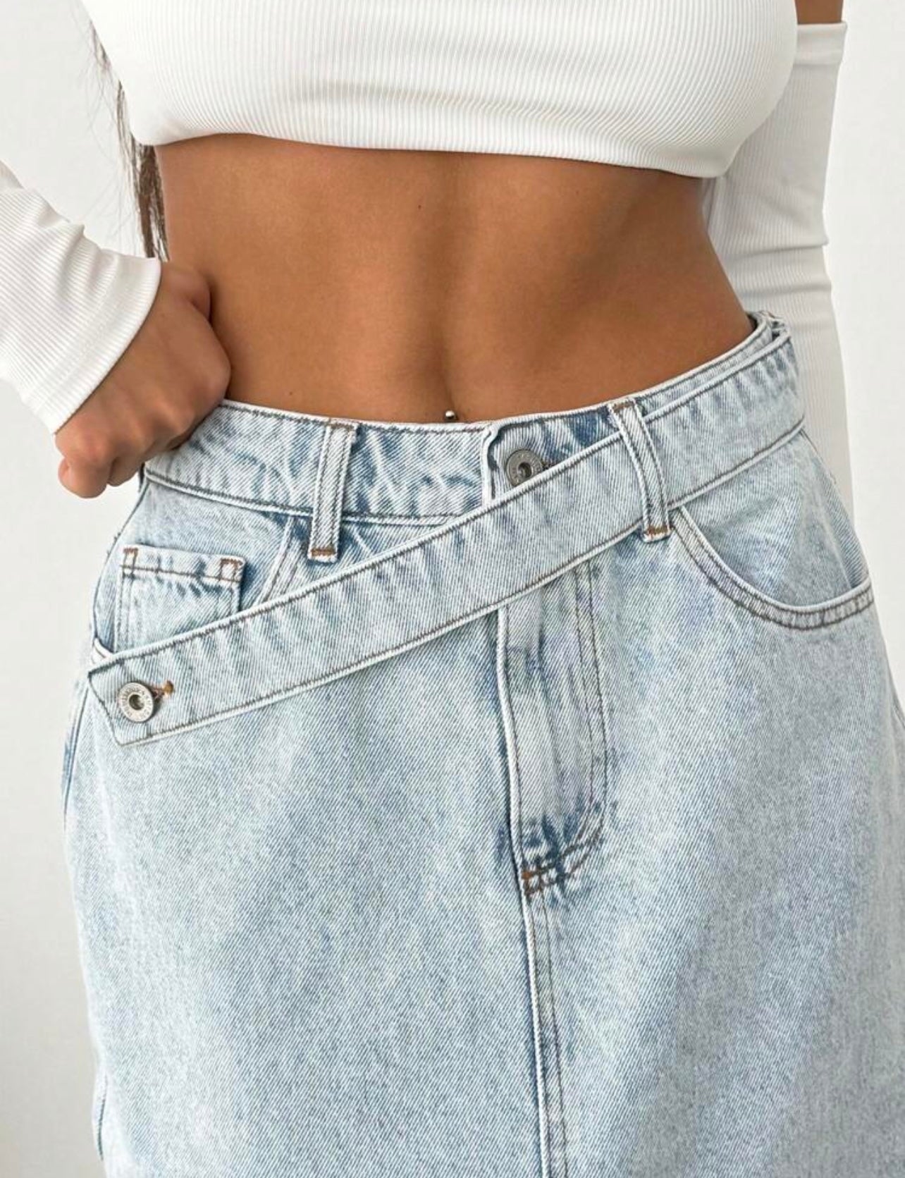 Light denim Criss cross skirt