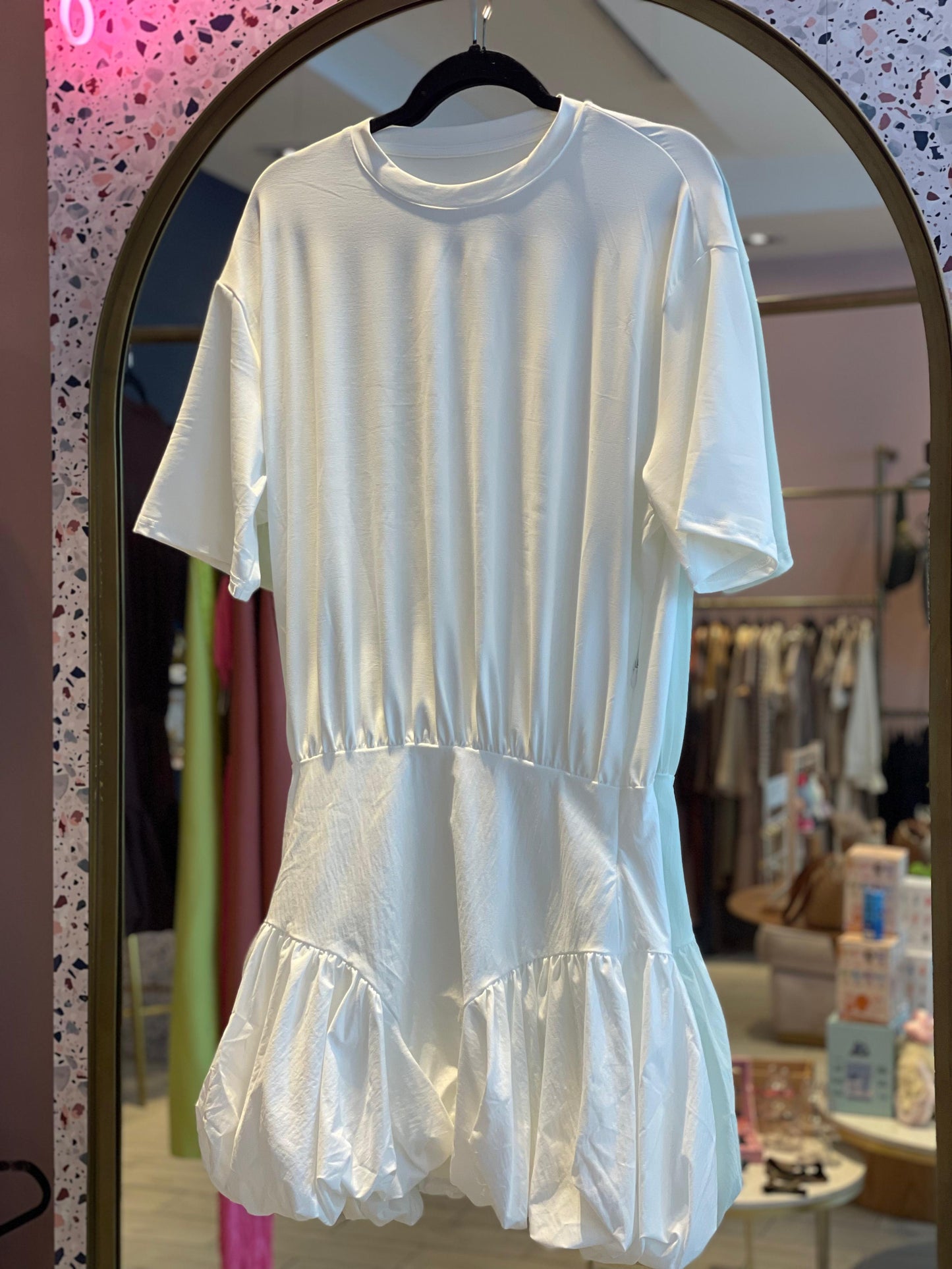 White bubble tshirt dress