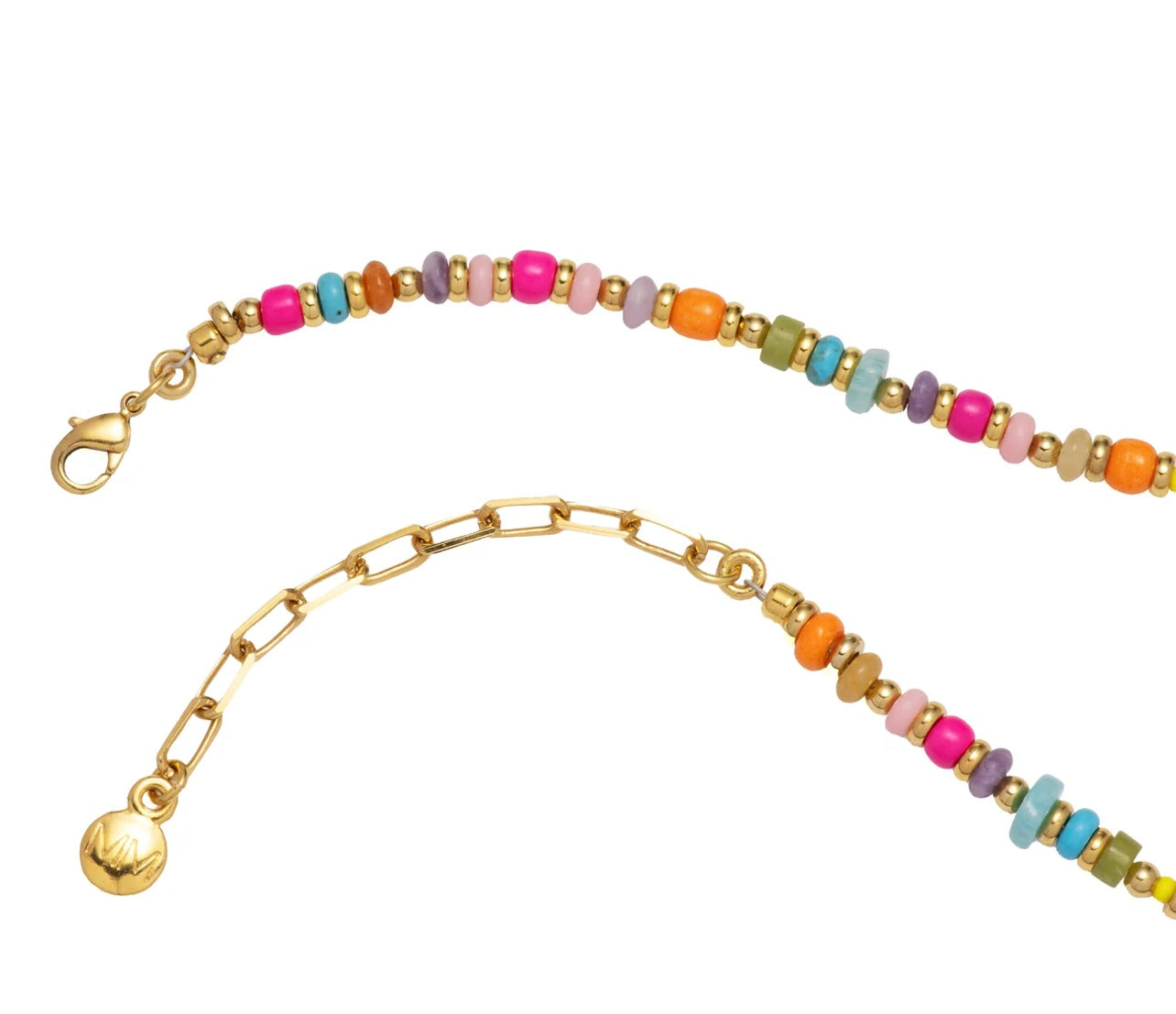 Mayamar Multi stone beaded initial necklace