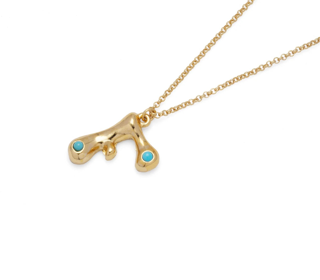 Mayamar Turquoise Bubble Initial Necklace