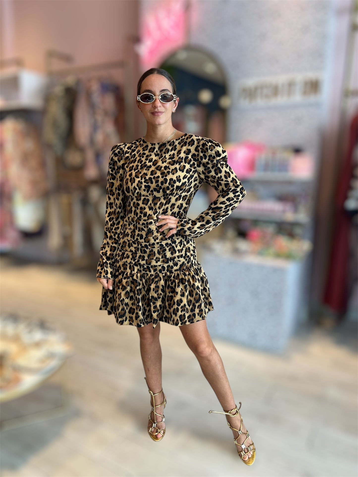 Leopard ruffled dress