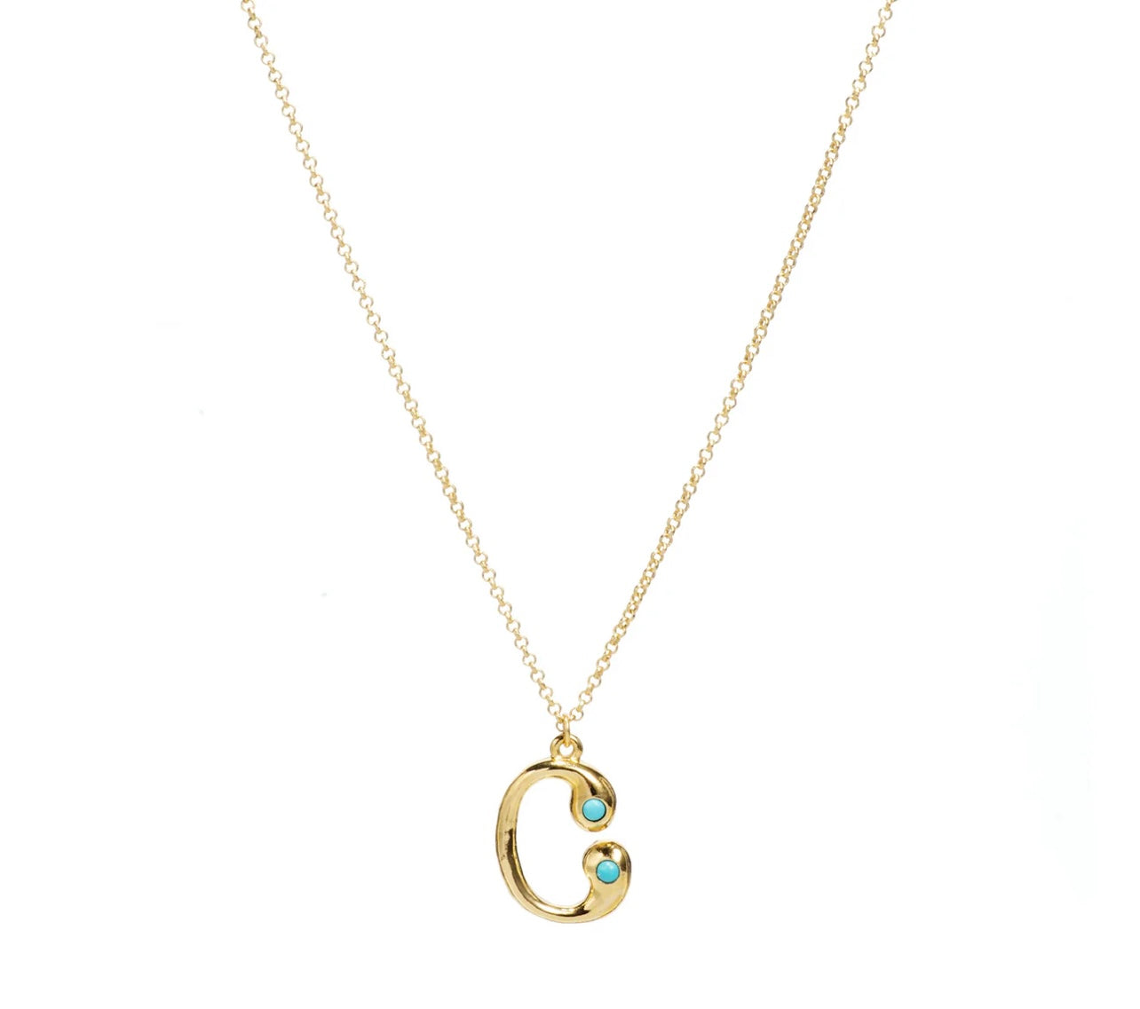 Mayamar Turquoise Bubble Initial Necklace