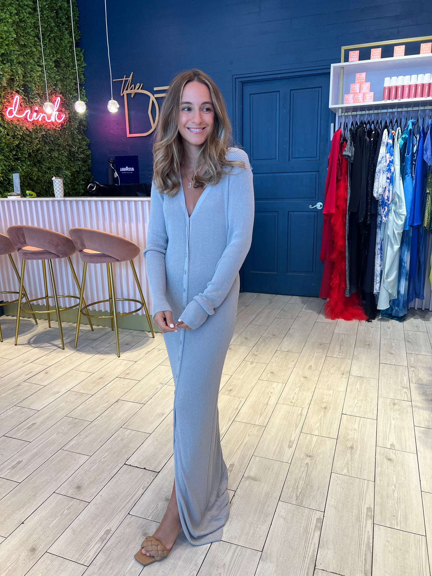 Silver ribbed dress