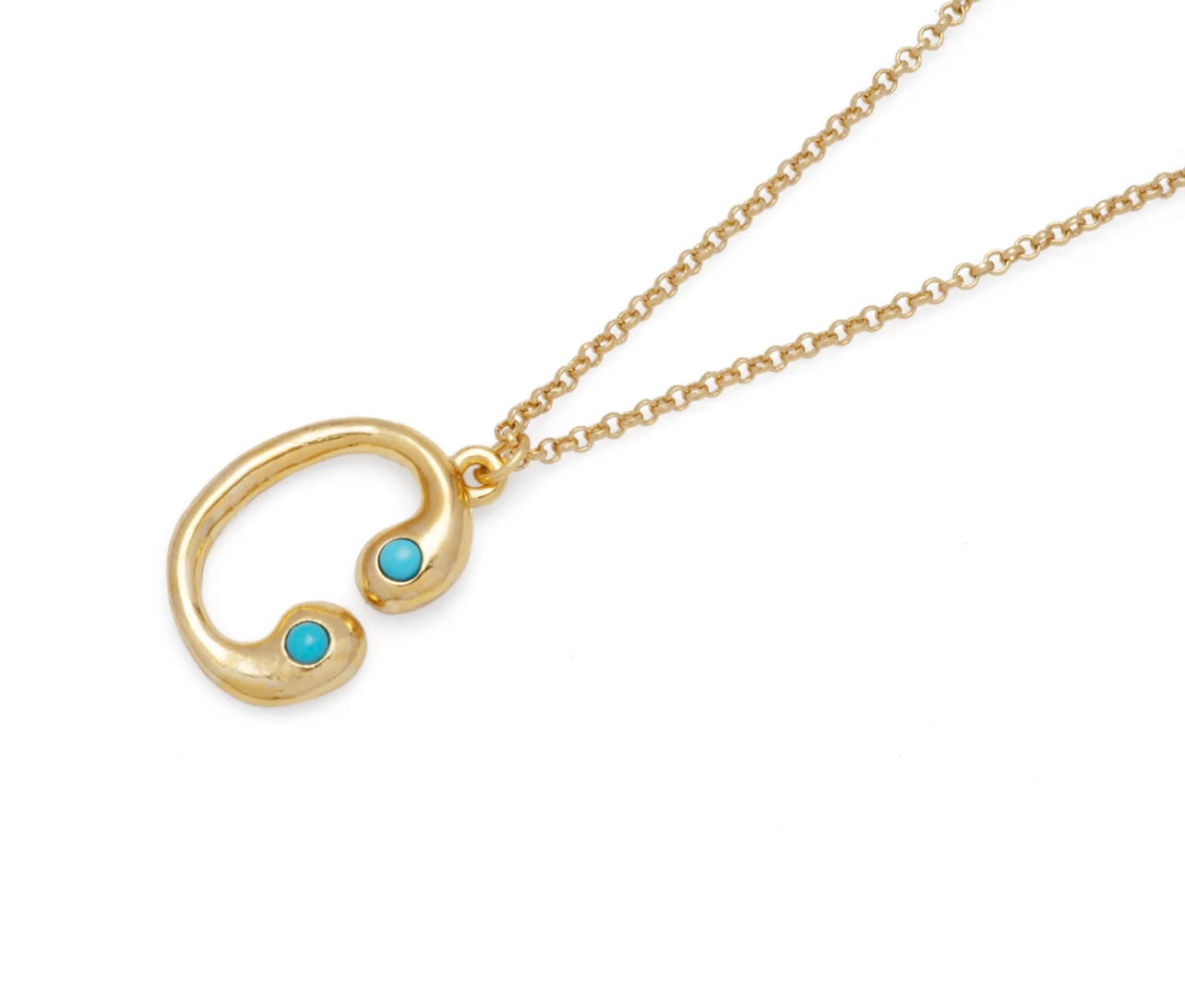 Mayamar Turquoise Bubble Initial Necklace
