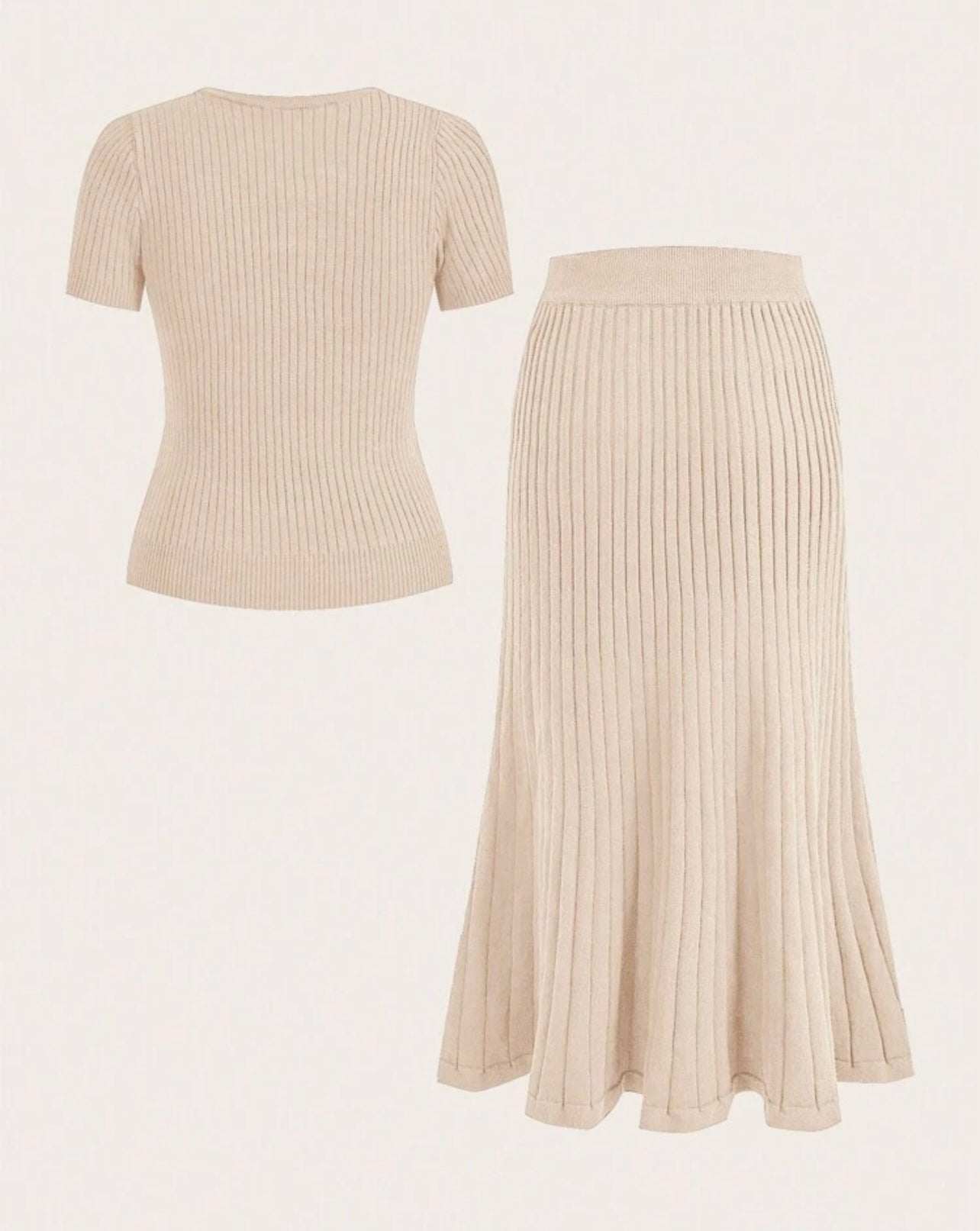 Cream ribbed skirt set 28 marzo