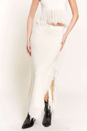 White fringed skirt
