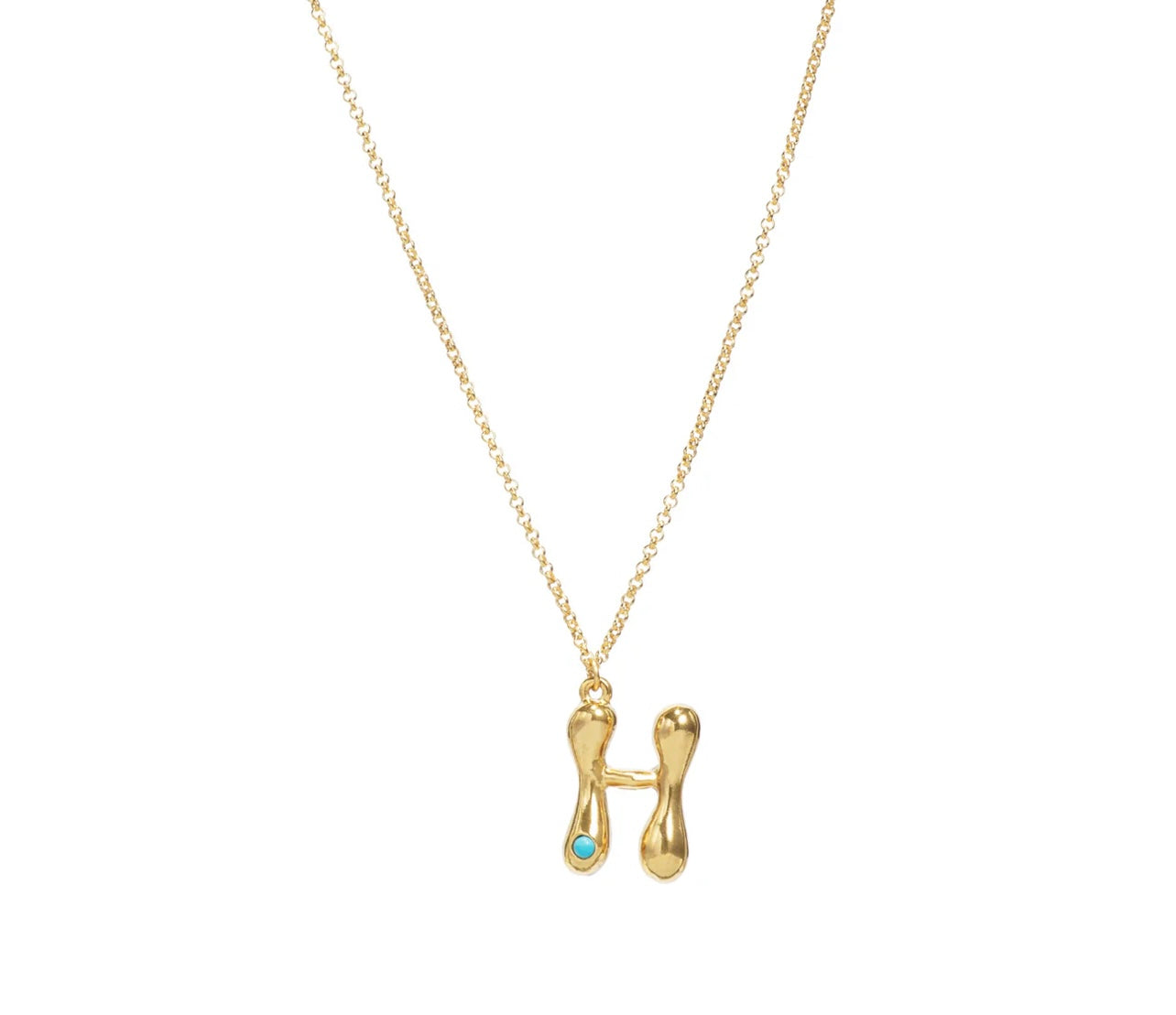 Mayamar Turquoise Bubble Initial Necklace