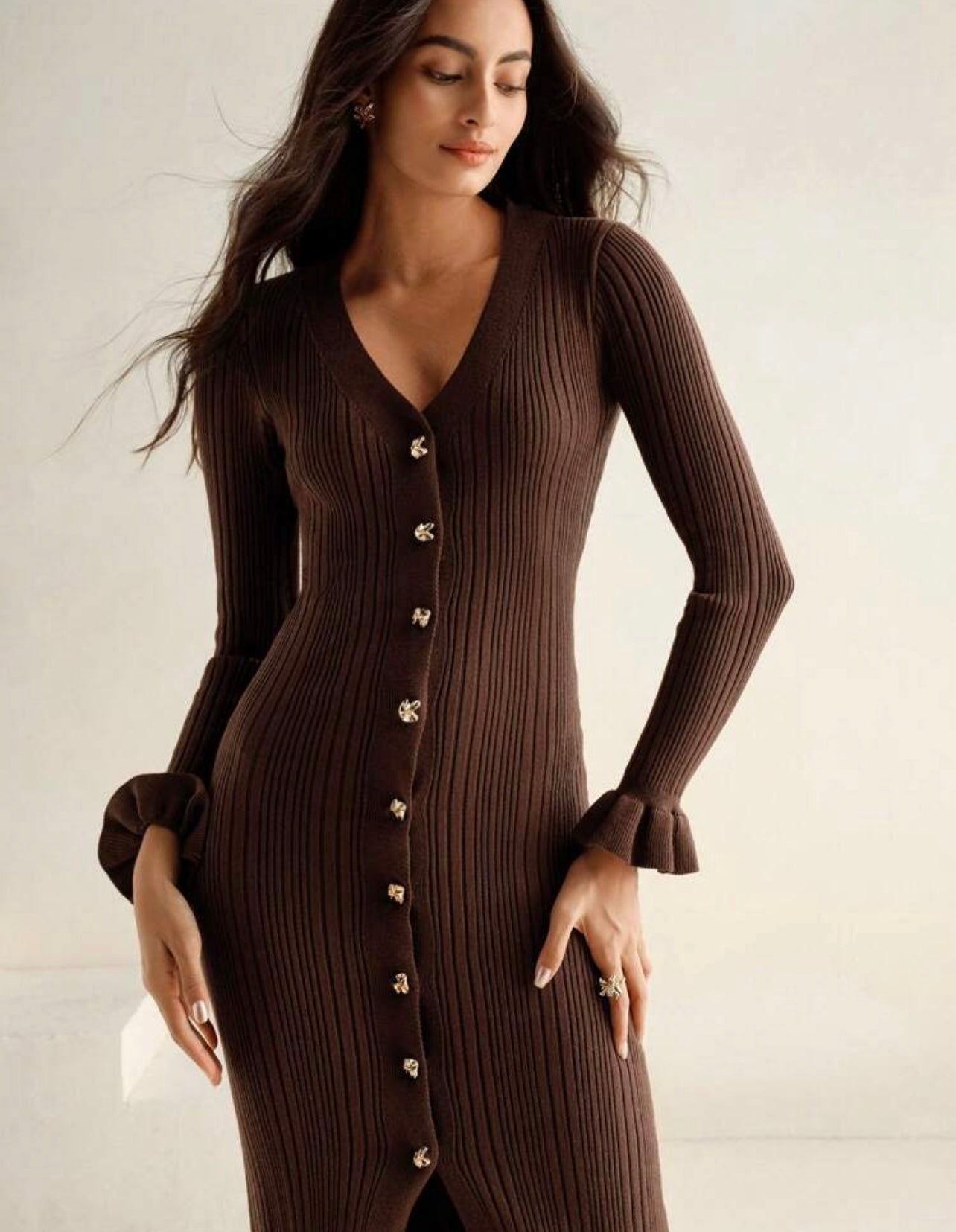 Brown ribbed dress 28 marzo