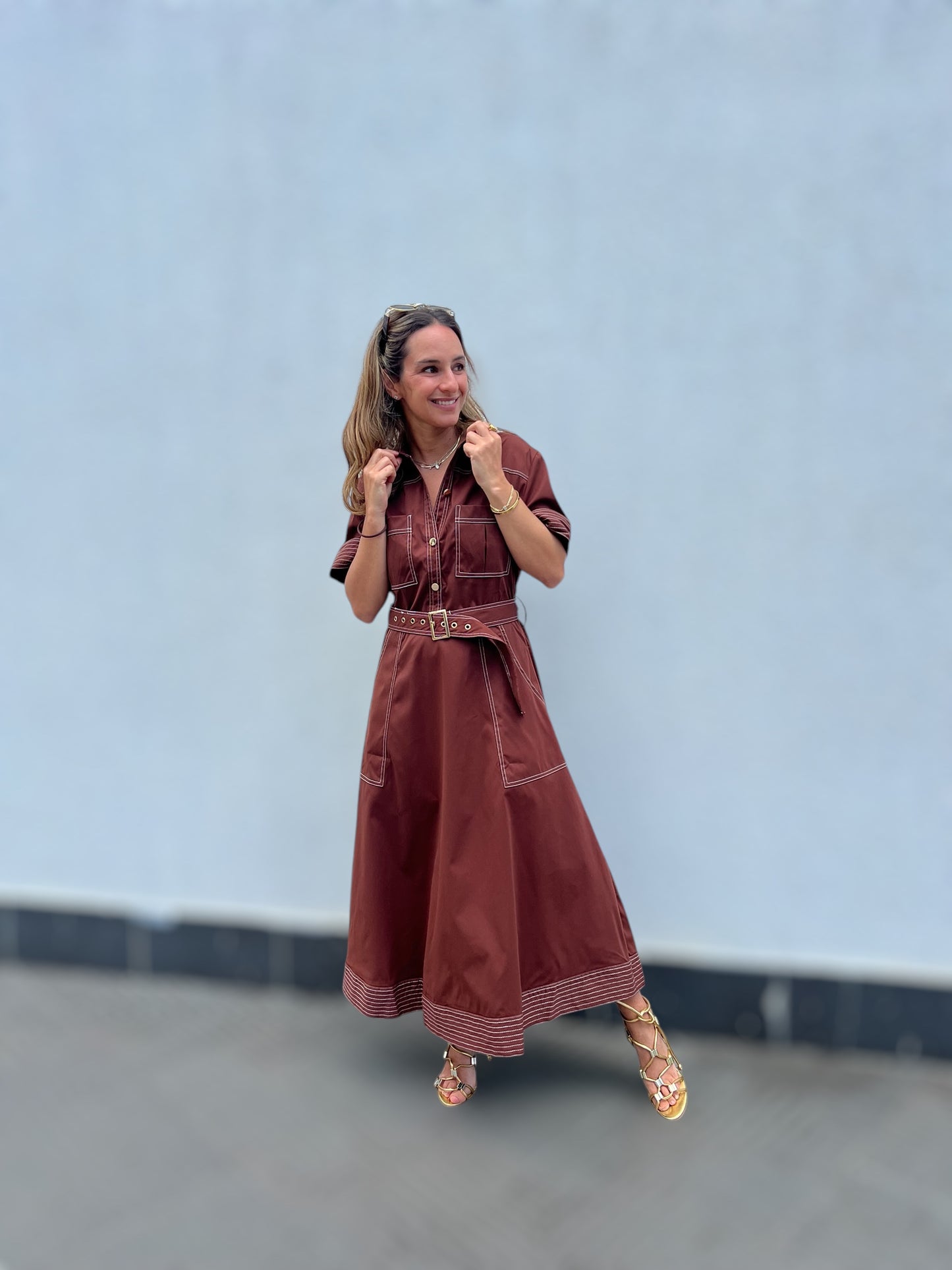 Brown stiched Dress