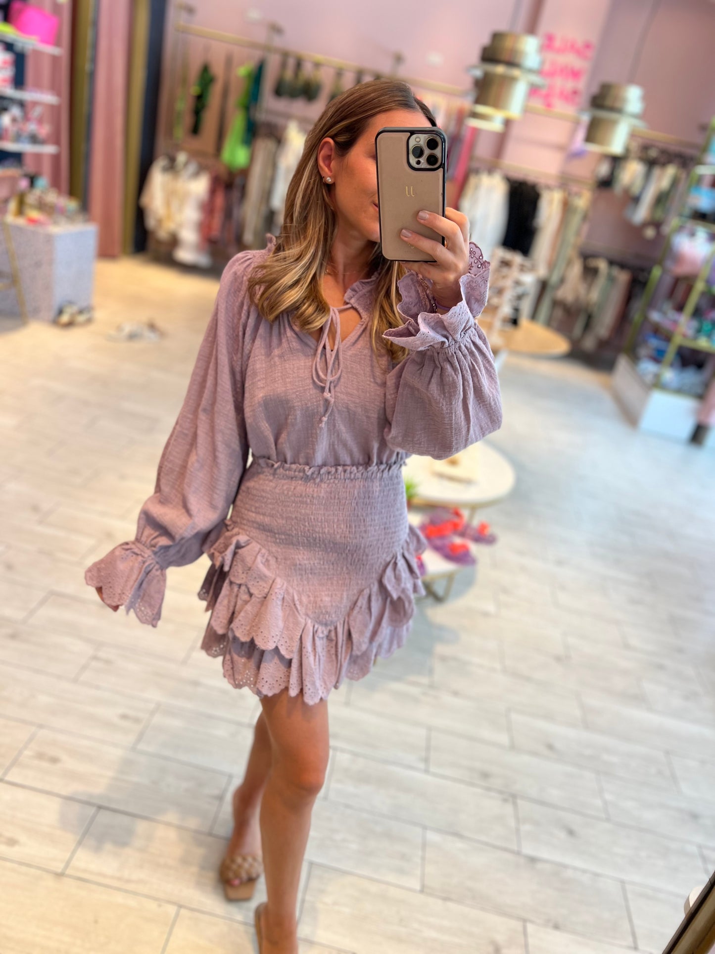Smocked ruffled set
