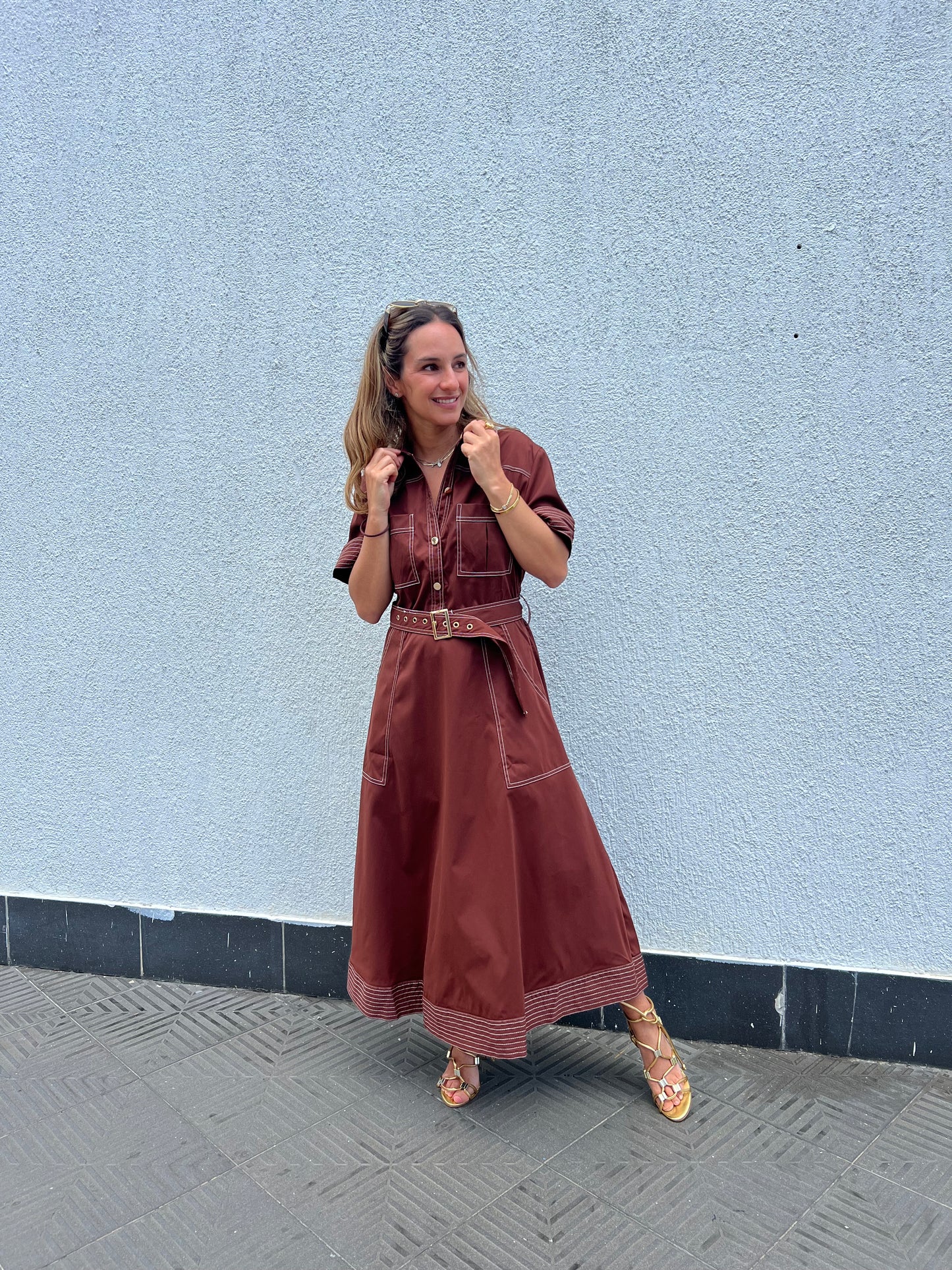 Brown stiched Dress