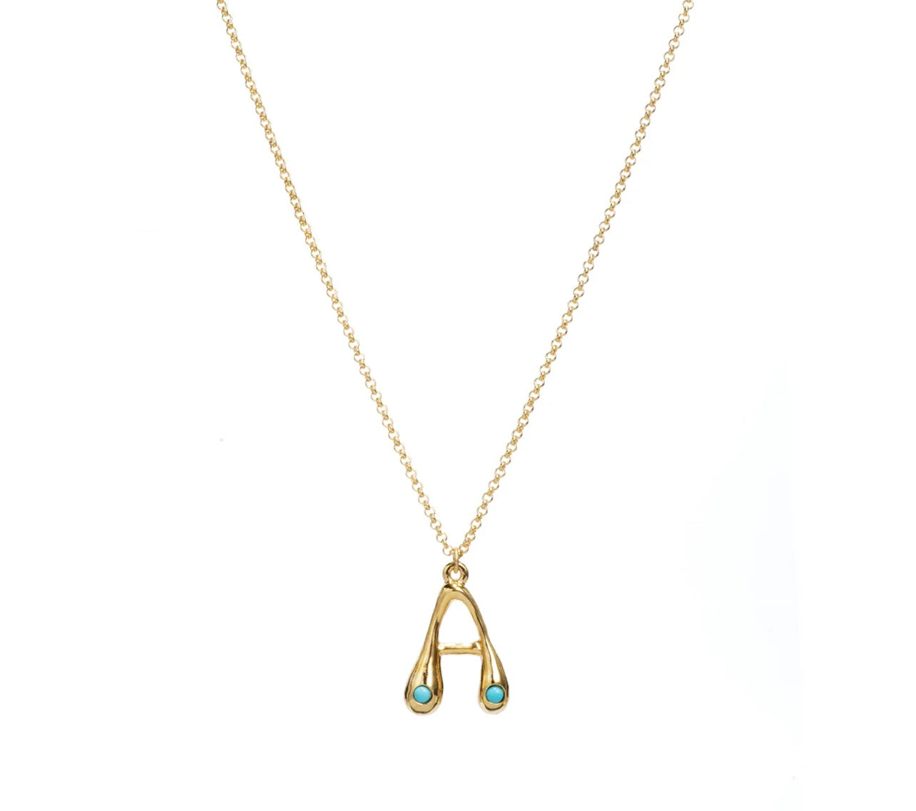 Mayamar Turquoise Bubble Initial Necklace