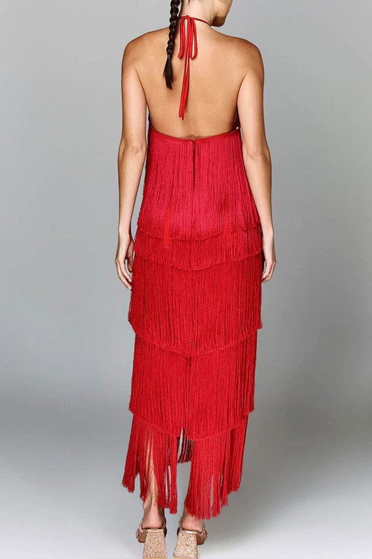 Red Gia’S Fringed Dress