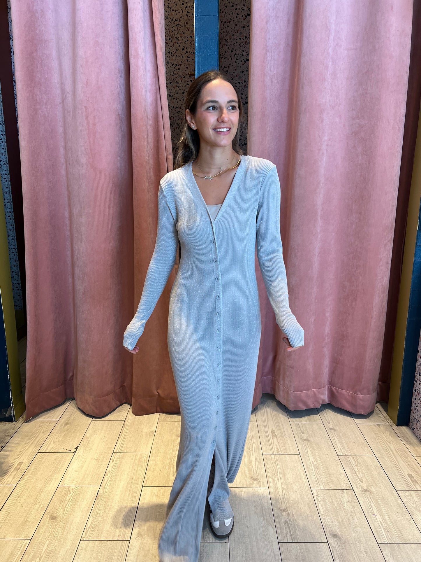 Silver ribbed dress