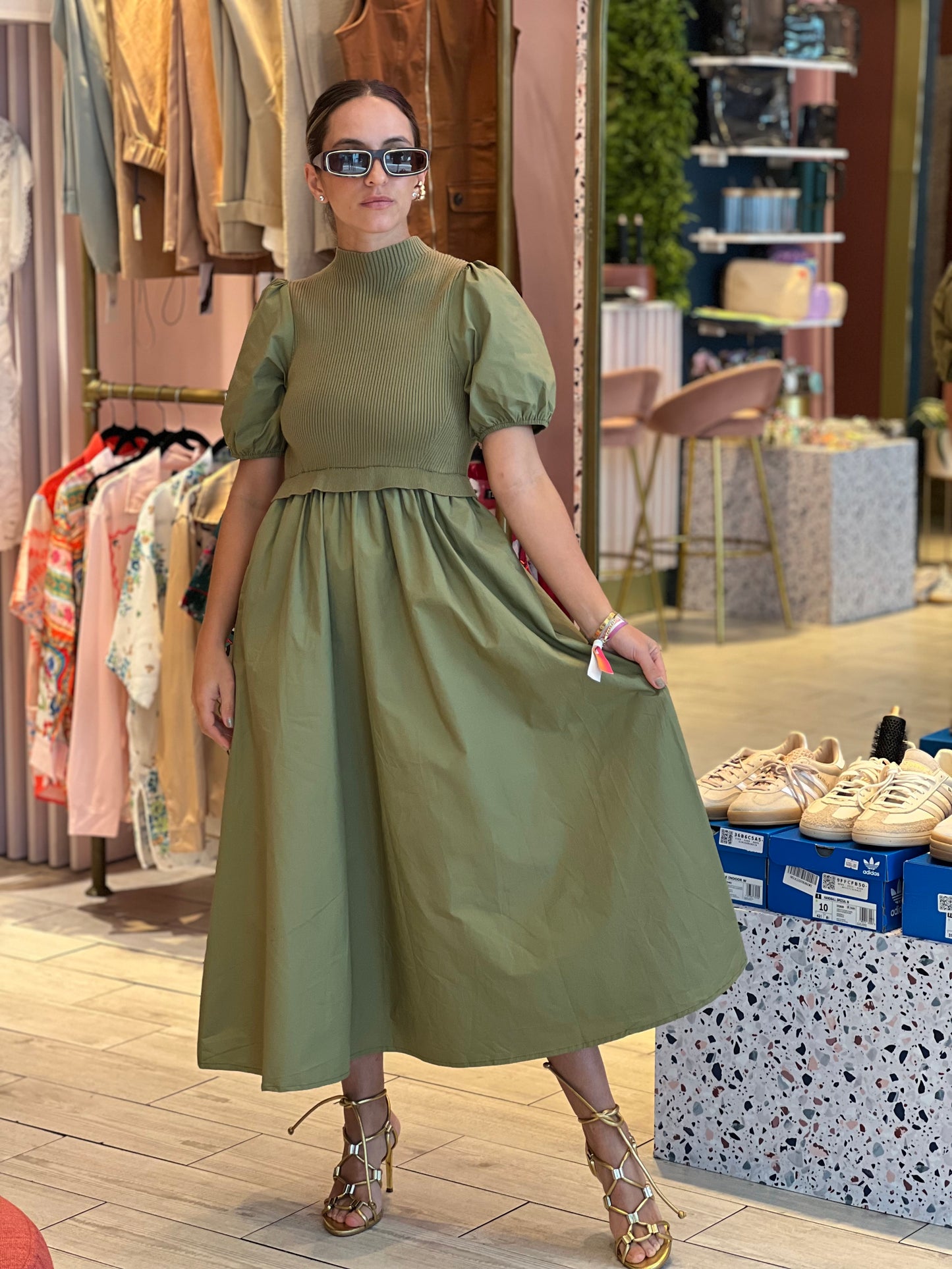 Olive knitted dress