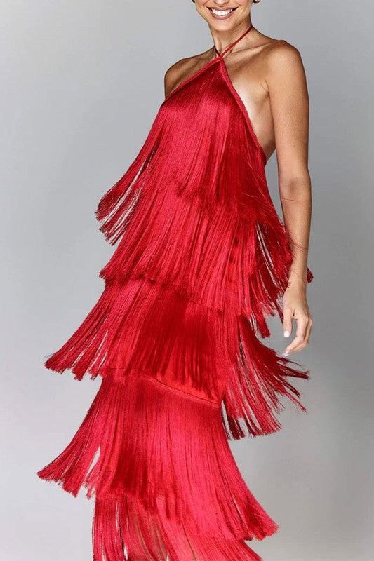 Red Gia’S Fringed Dress