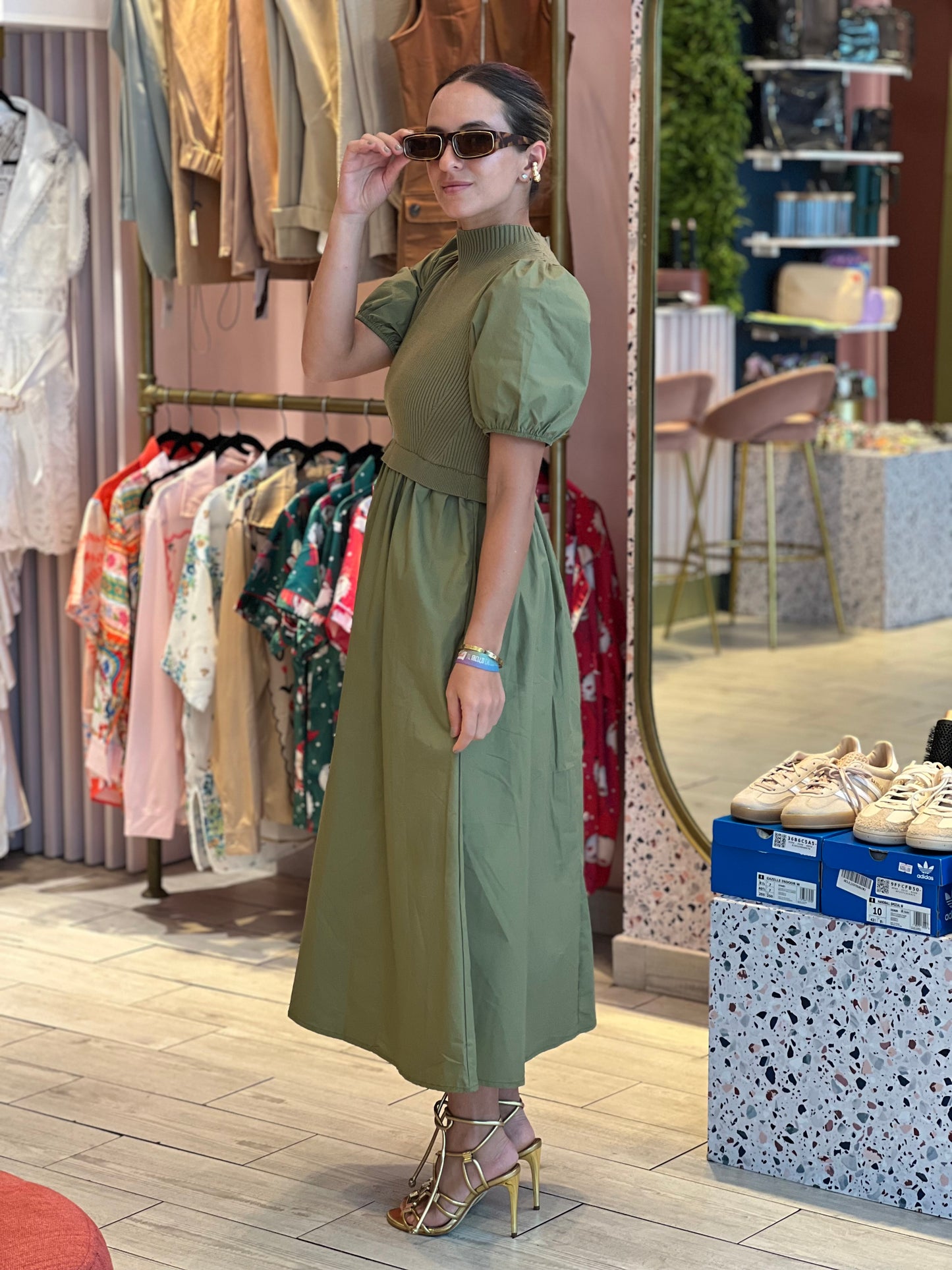 Olive knitted dress