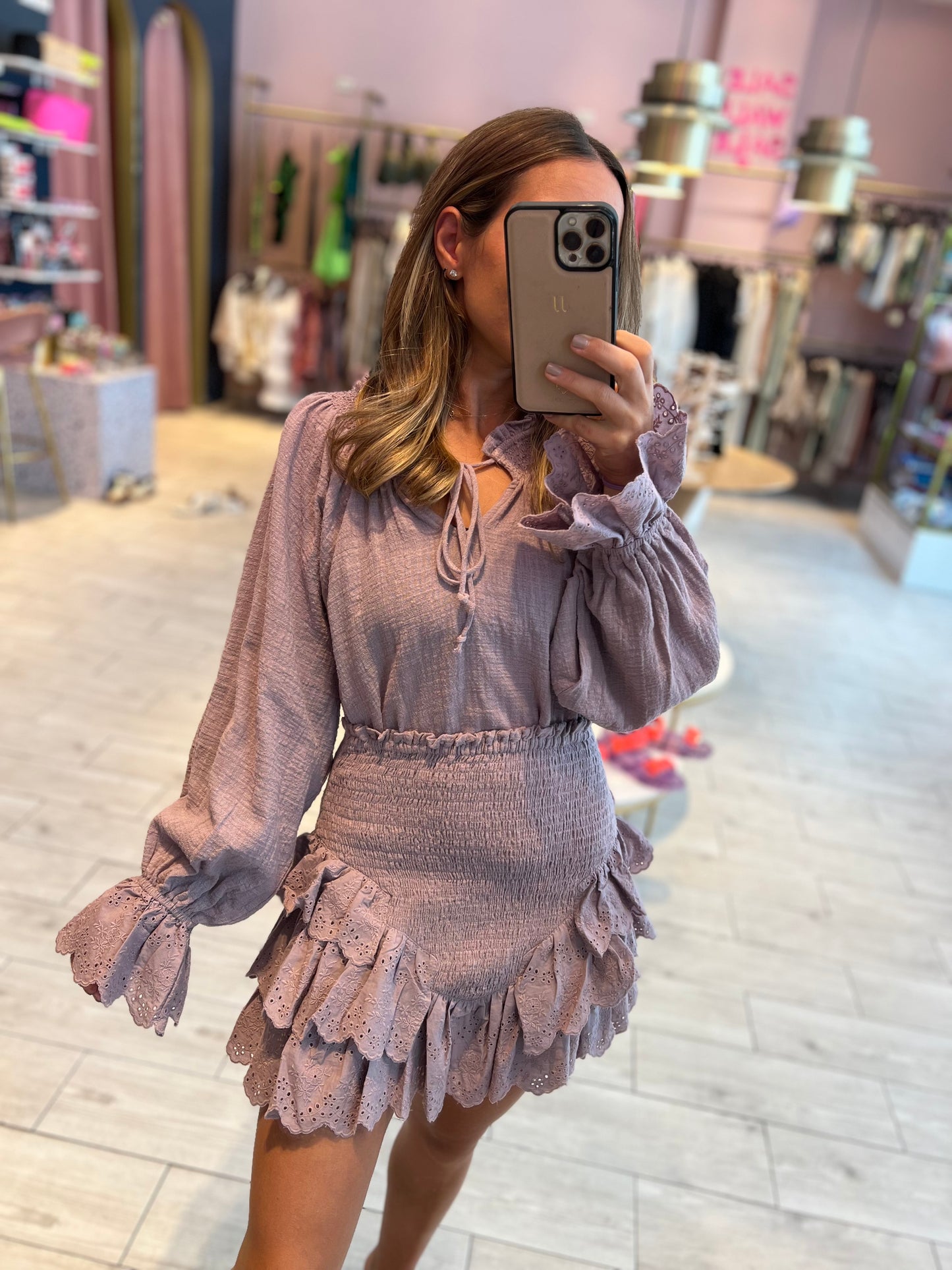Smocked ruffled set
