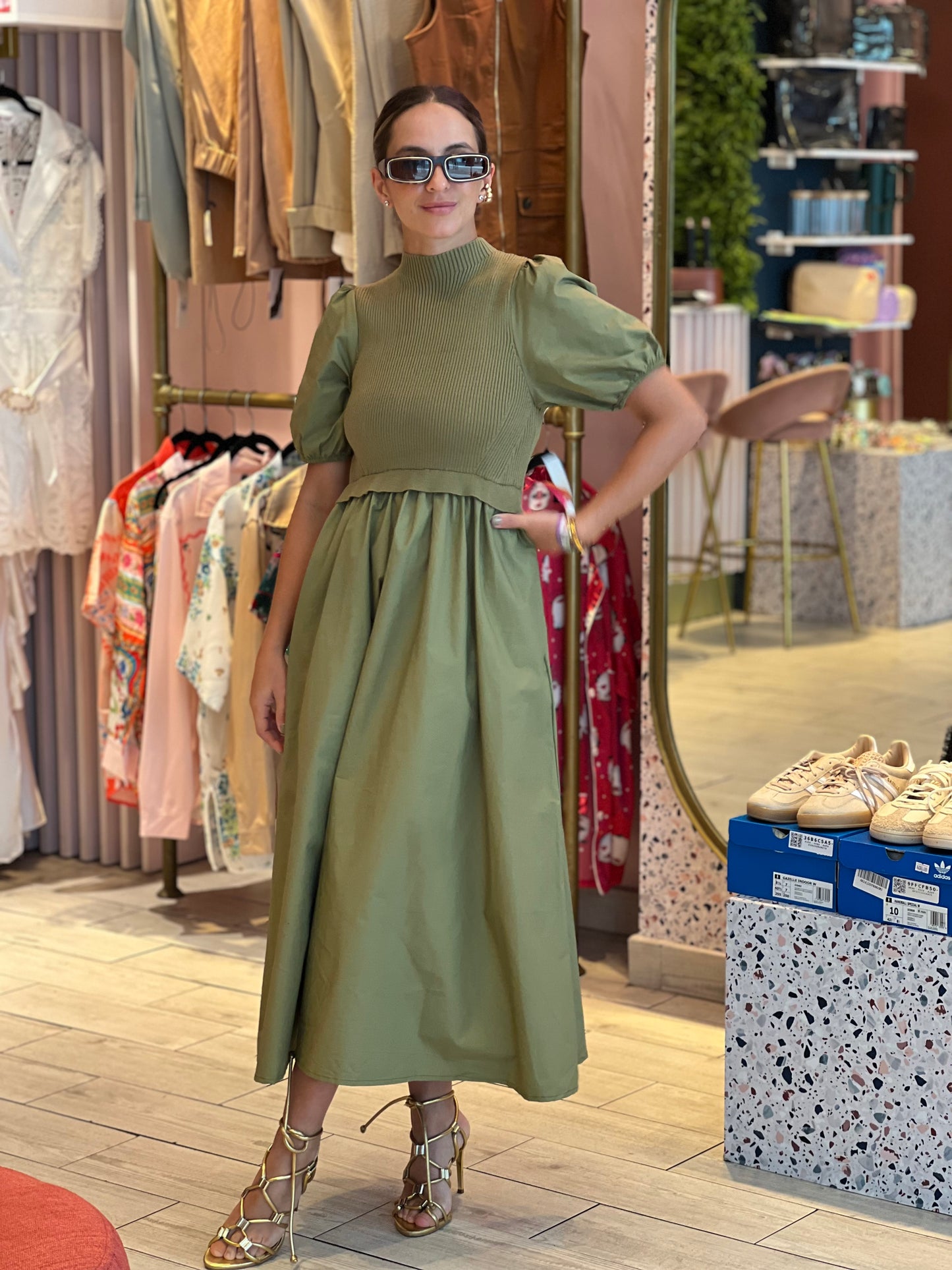 Olive knitted dress