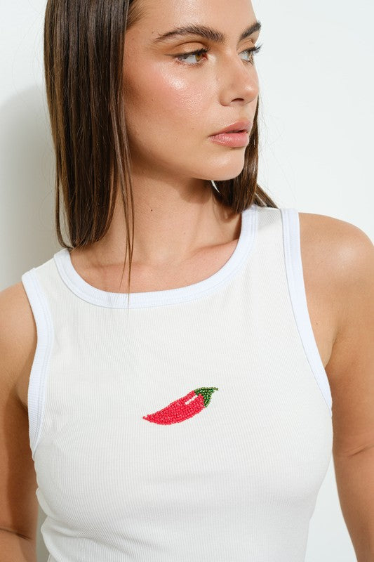 Pepper beadded trendy white top