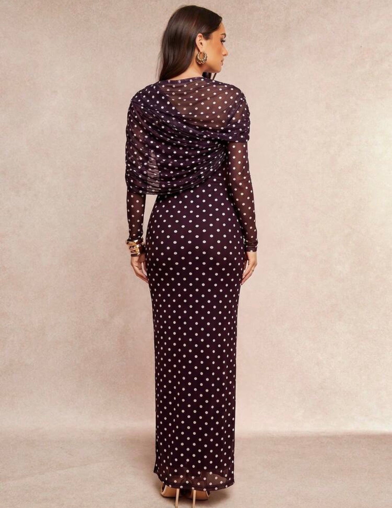 Brown polka dots dress