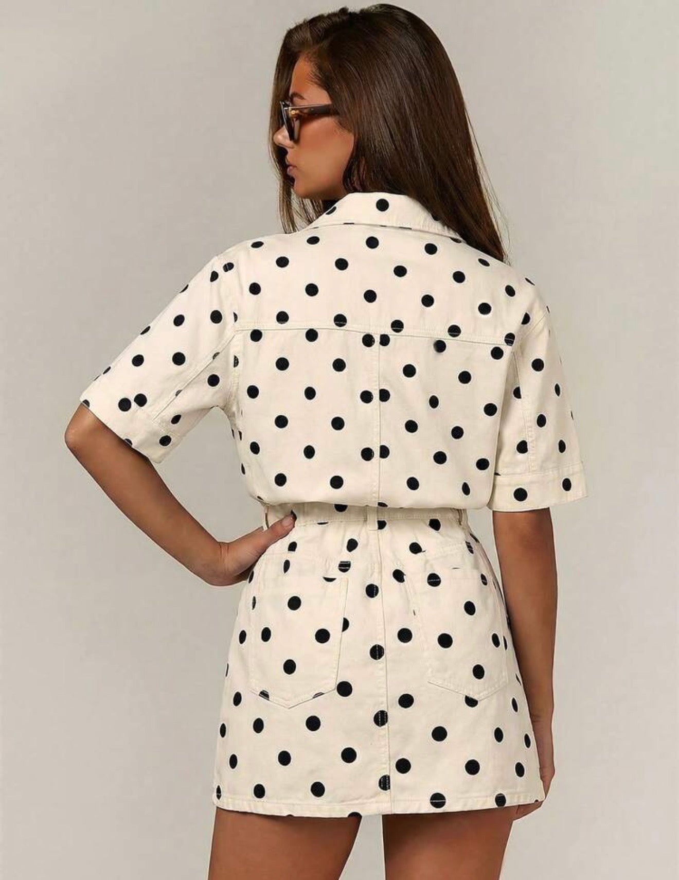 Polka dots denim dress