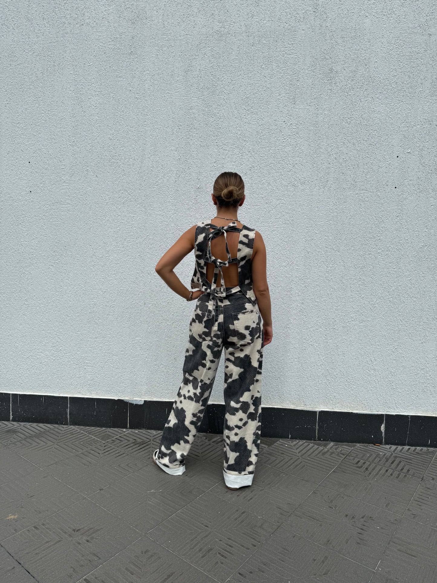 Cow printed pant & top set