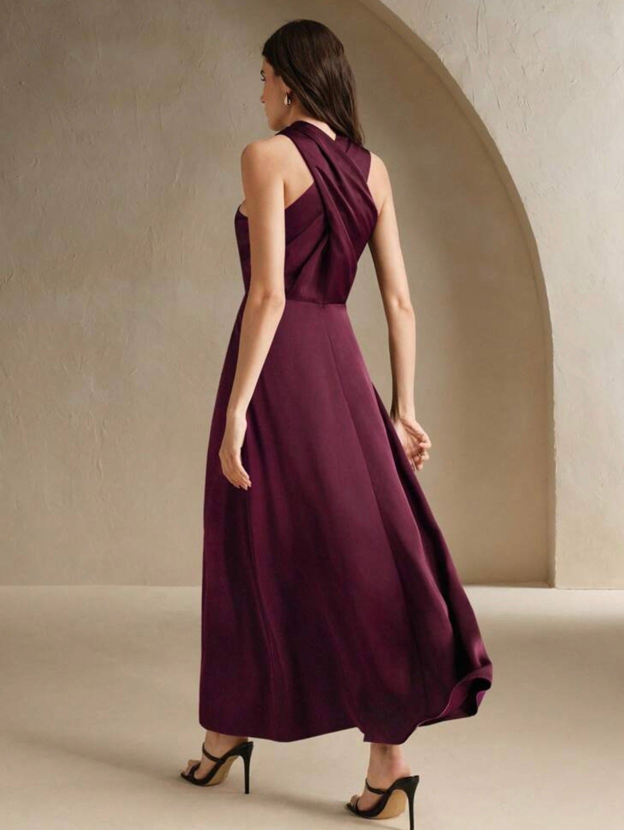 Wine Silky halter dress