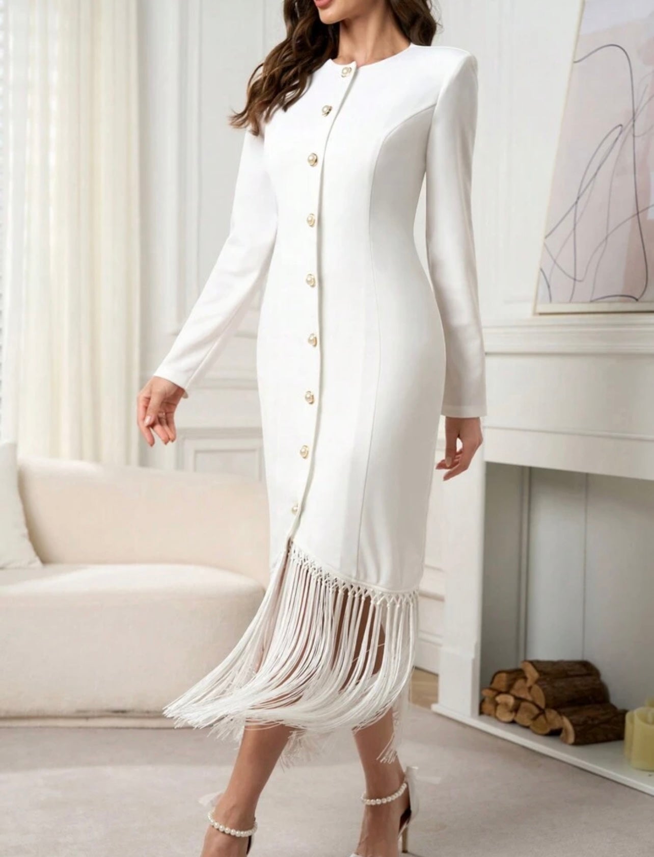 White Fringed Dress 24 abril